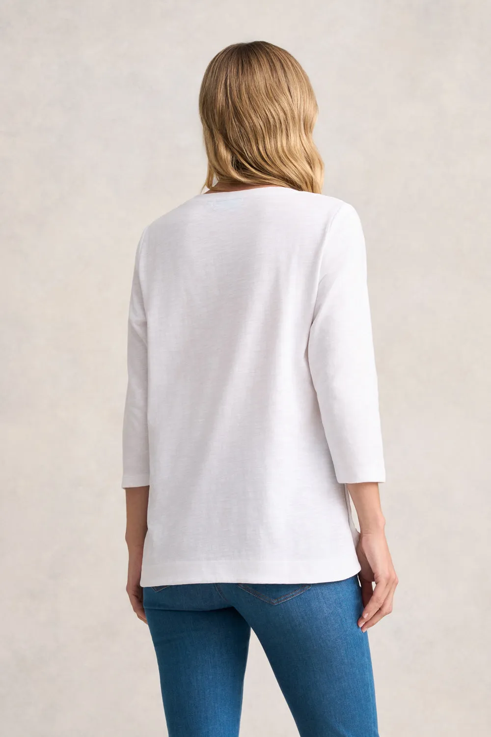 3/4 Sleeve Organic Cotton T-Shirt - White