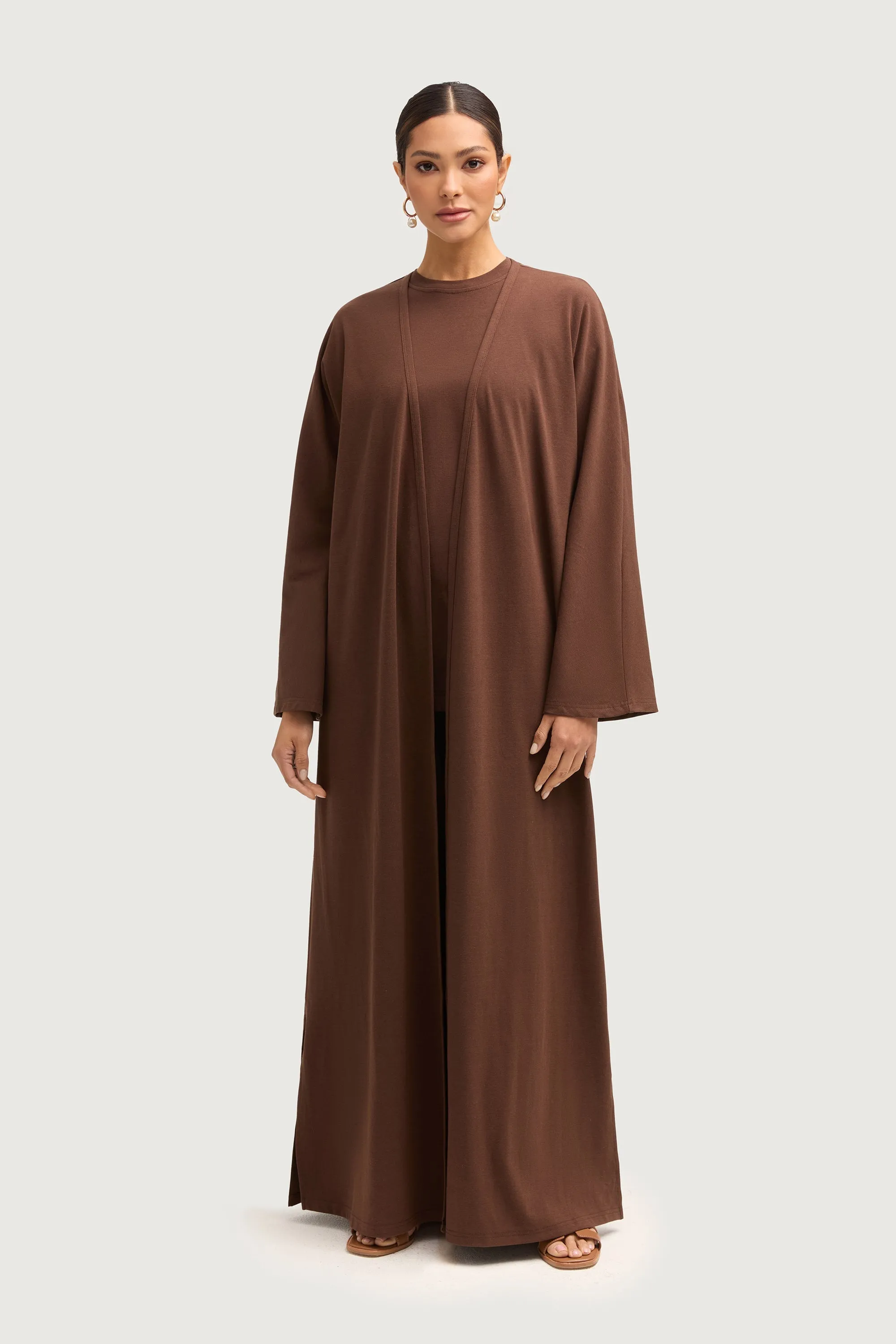 Aria Ribbed Everyday Maxi Cardigan - Dark Brown