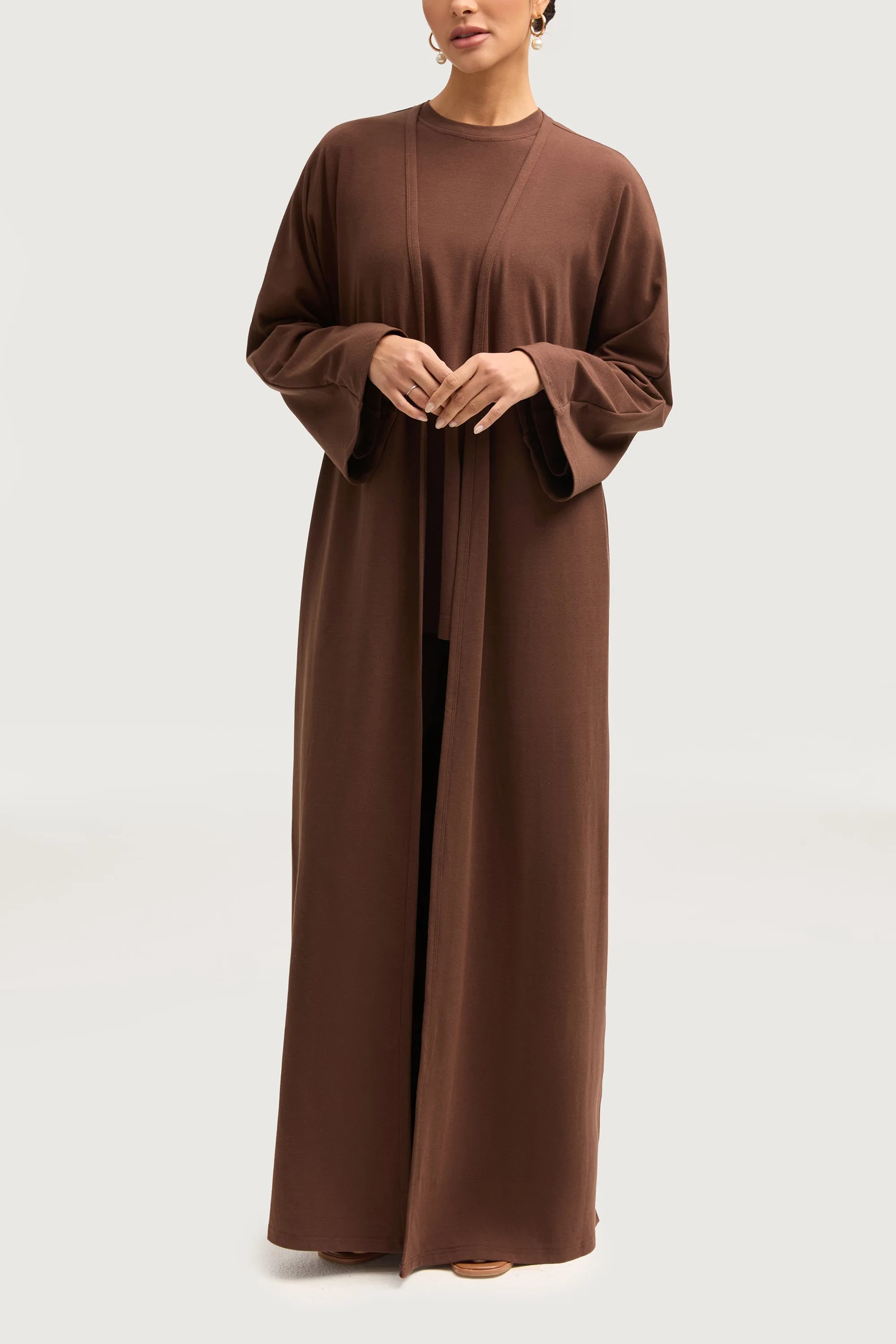 Aria Ribbed Everyday Maxi Cardigan - Dark Brown