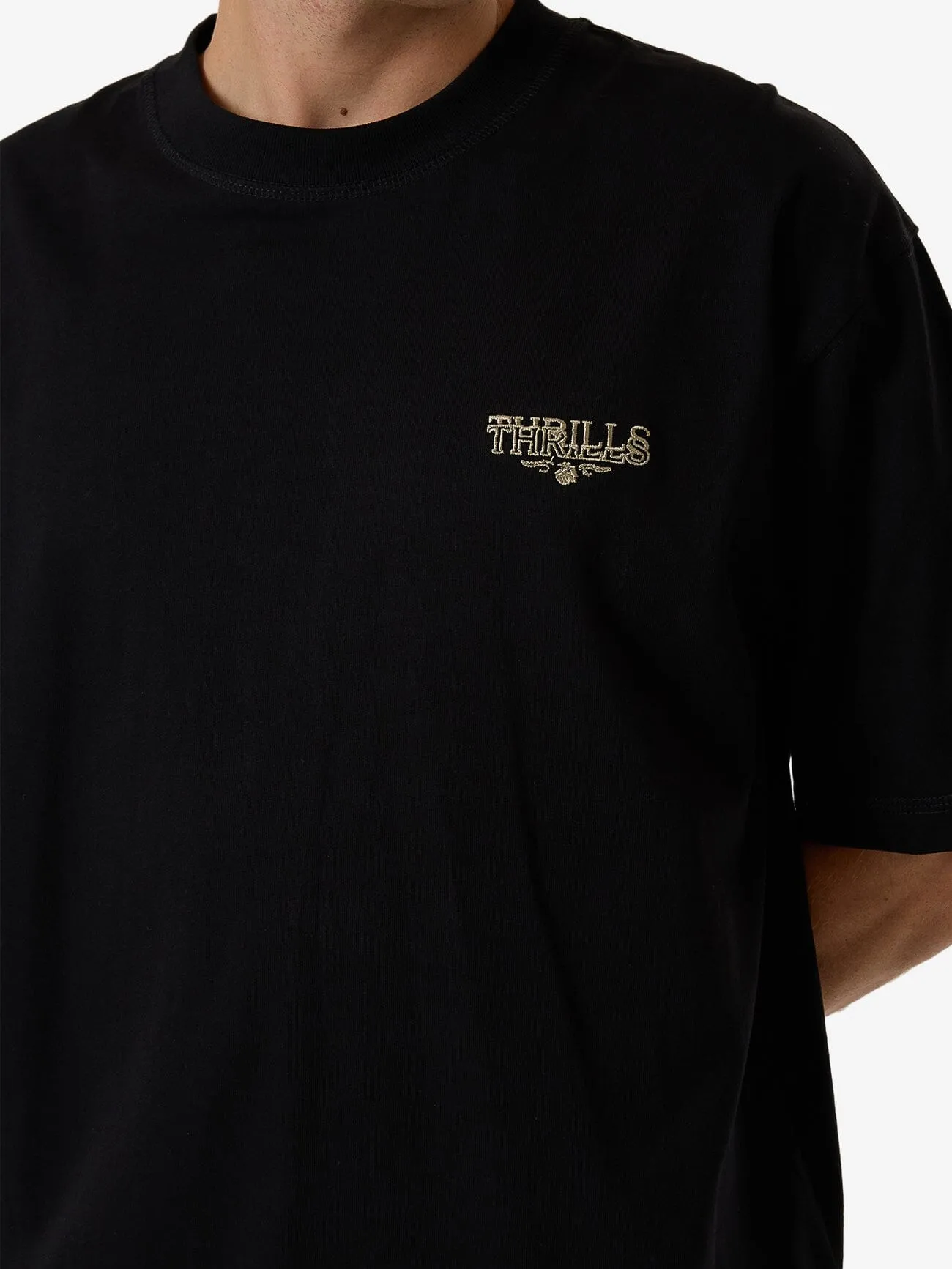Be Adorned Box Fit Oversize Short Tee - Black