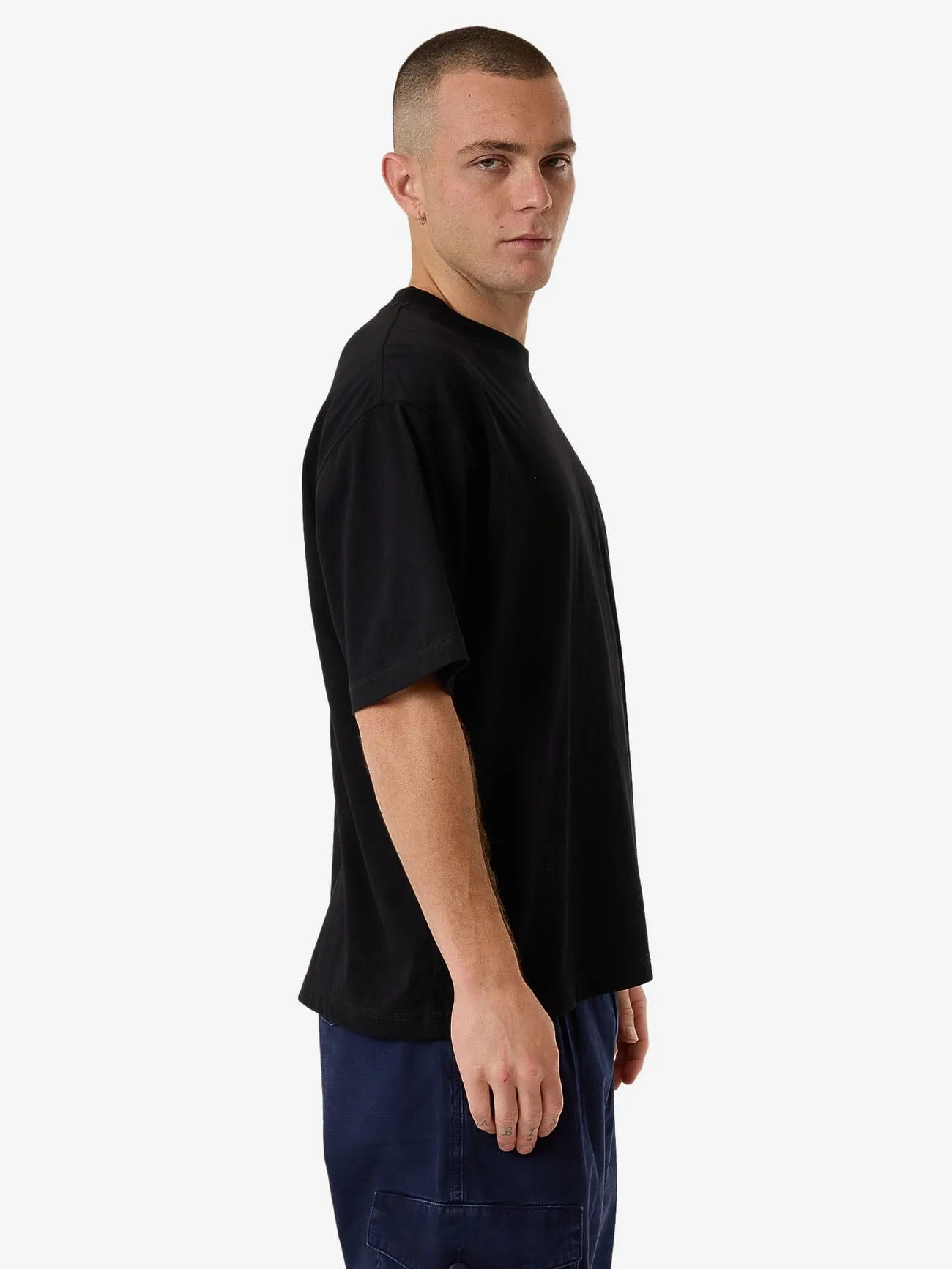 Be Adorned Box Fit Oversize Short Tee - Black