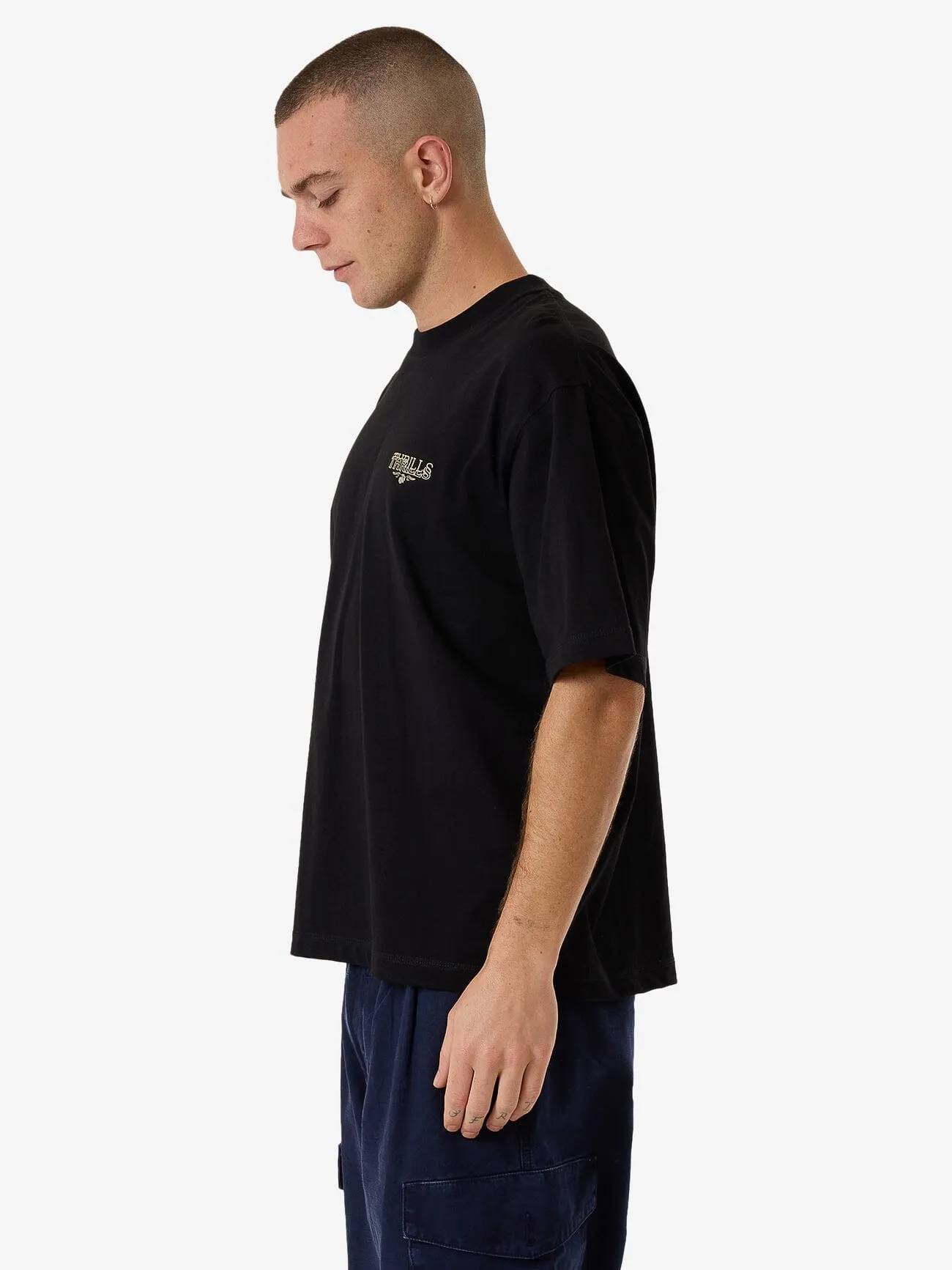 Be Adorned Box Fit Oversize Short Tee - Black