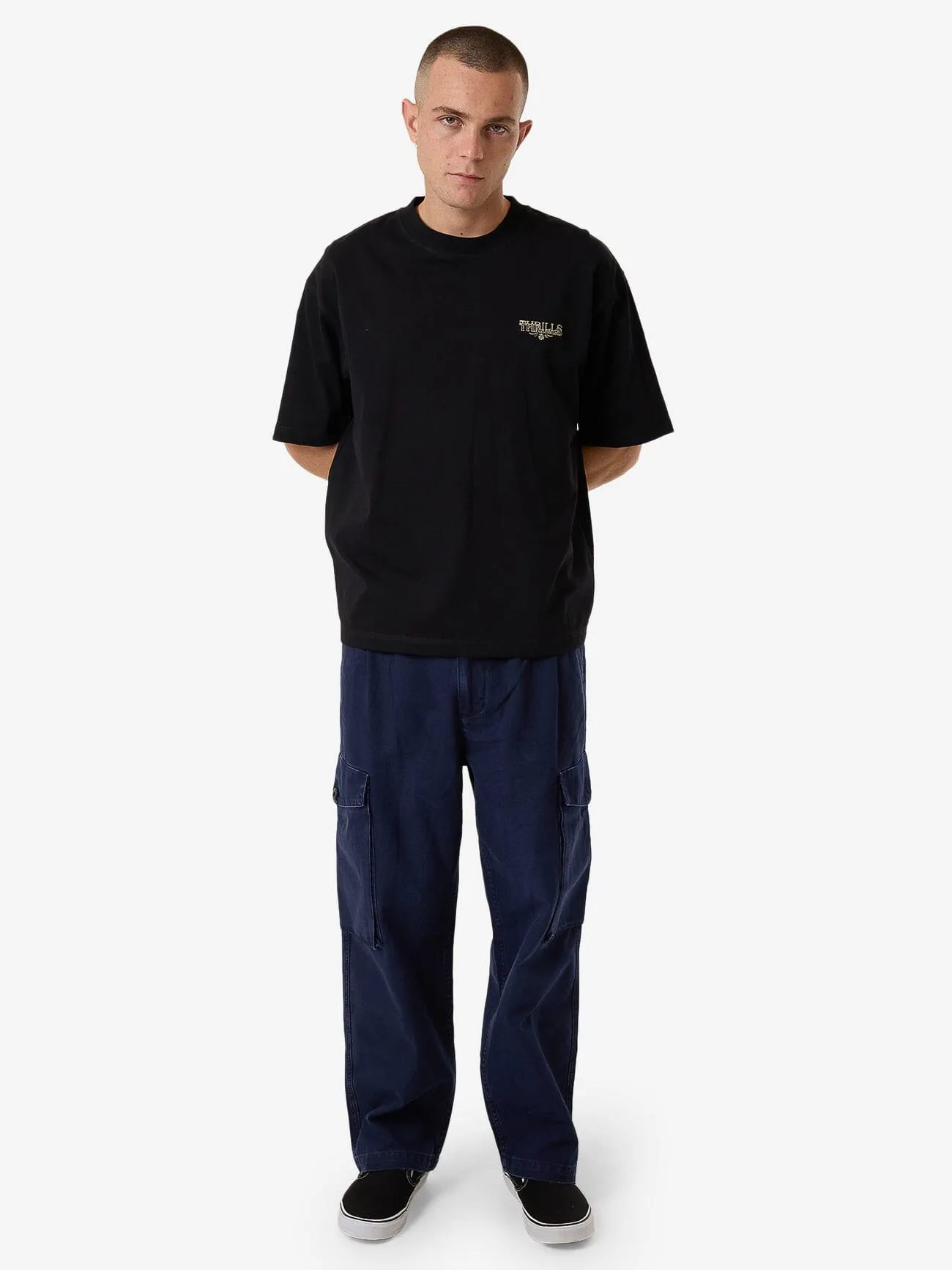 Be Adorned Box Fit Oversize Short Tee - Black