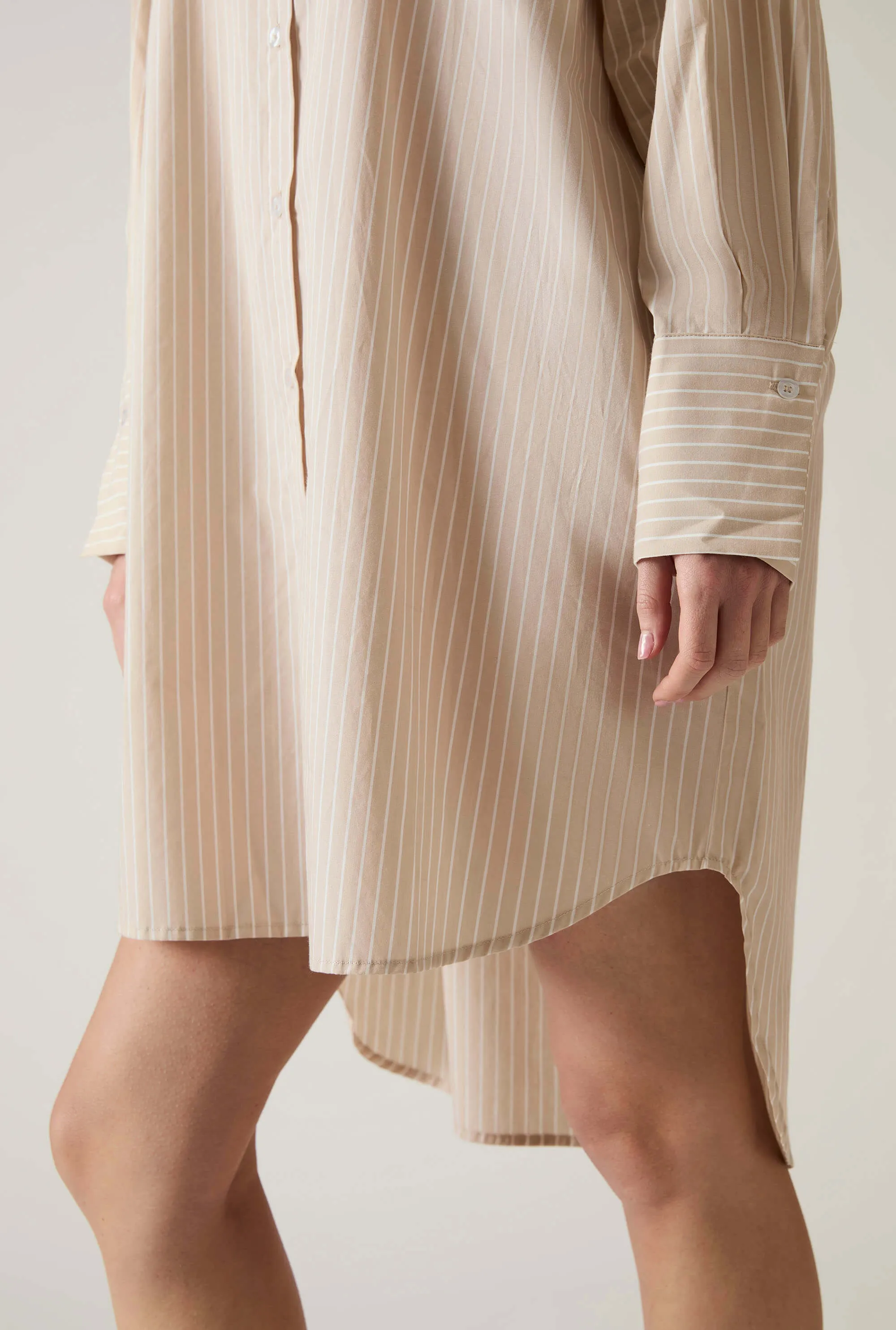 Beige-White Striped Shirt