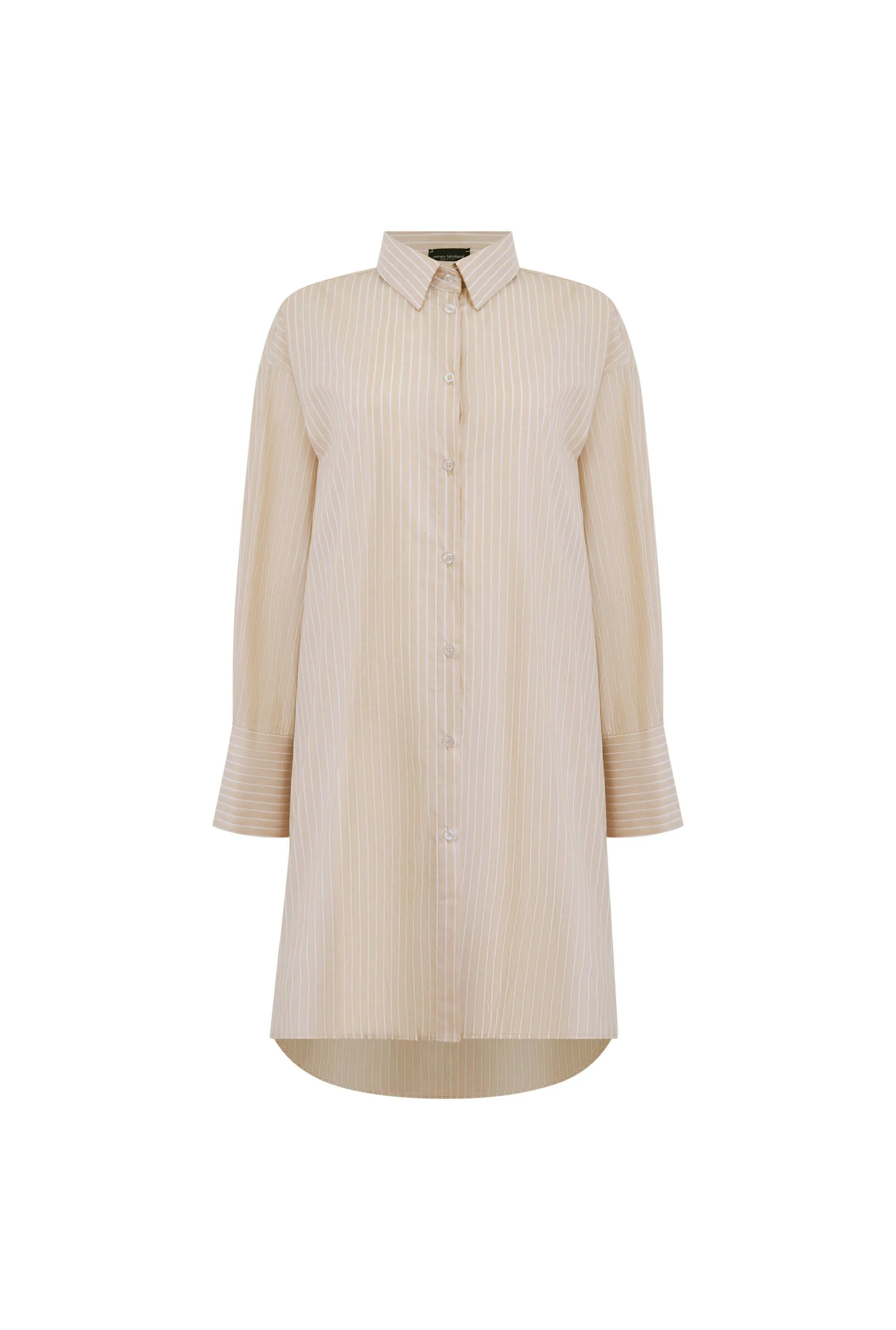 Beige-White Striped Shirt