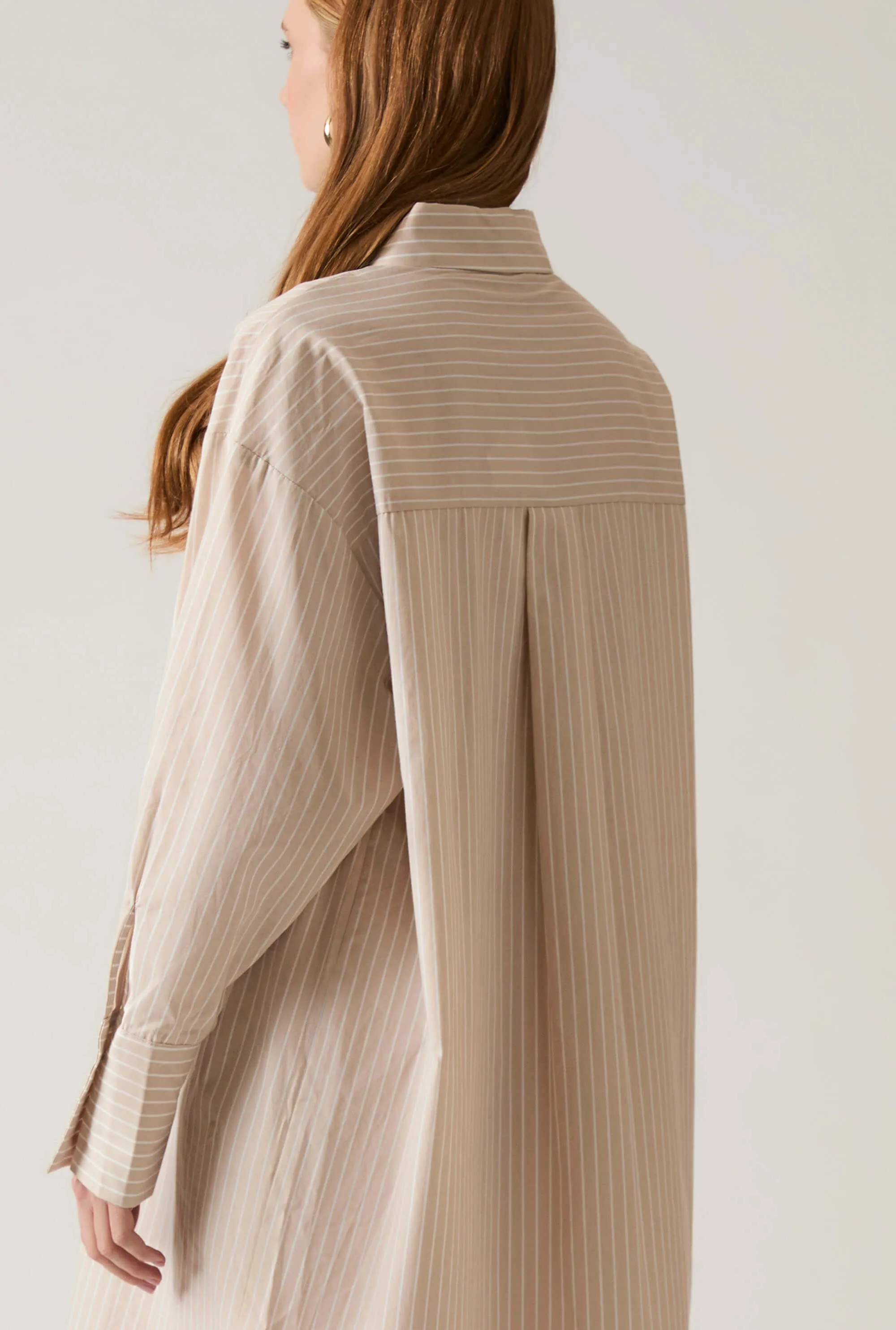Beige-White Striped Shirt