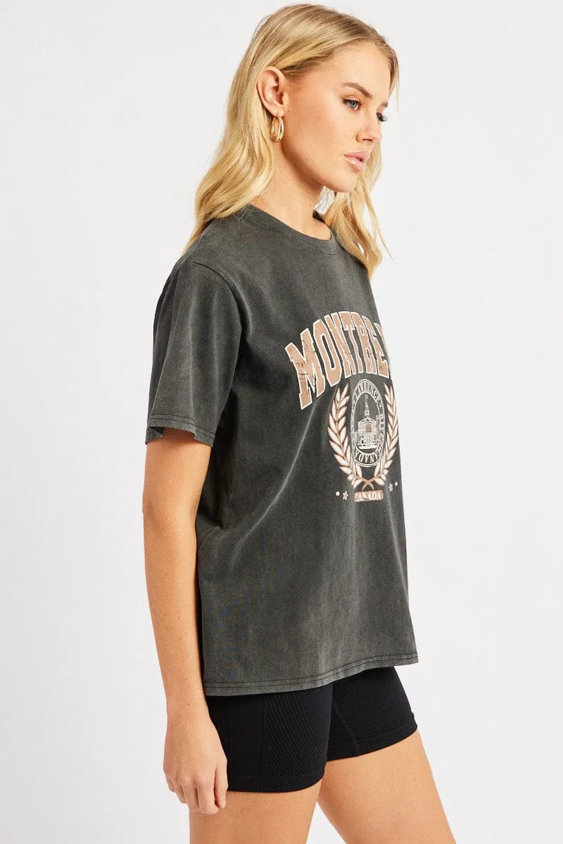 Black Graphic Tee Short Sleeve