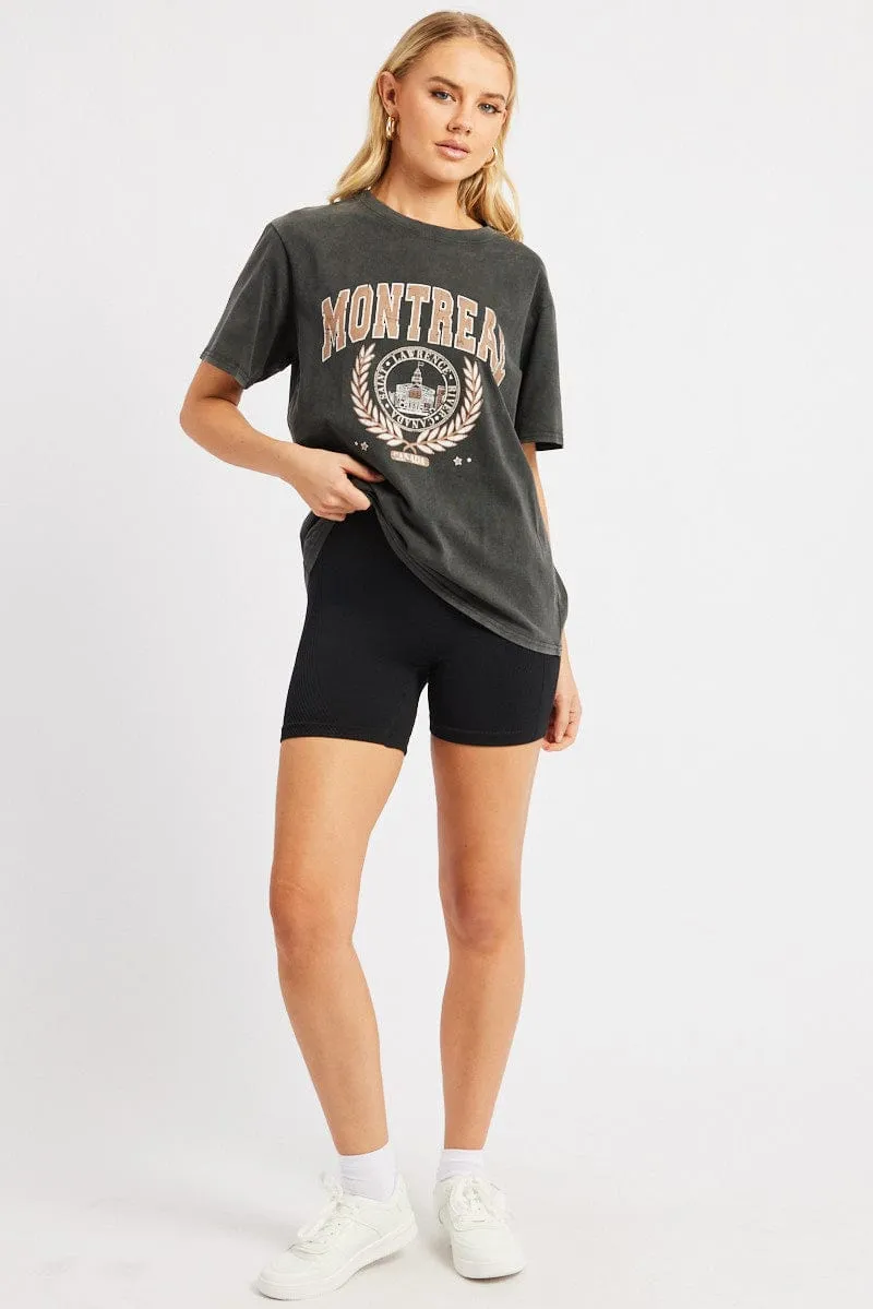 Black Graphic Tee Short Sleeve