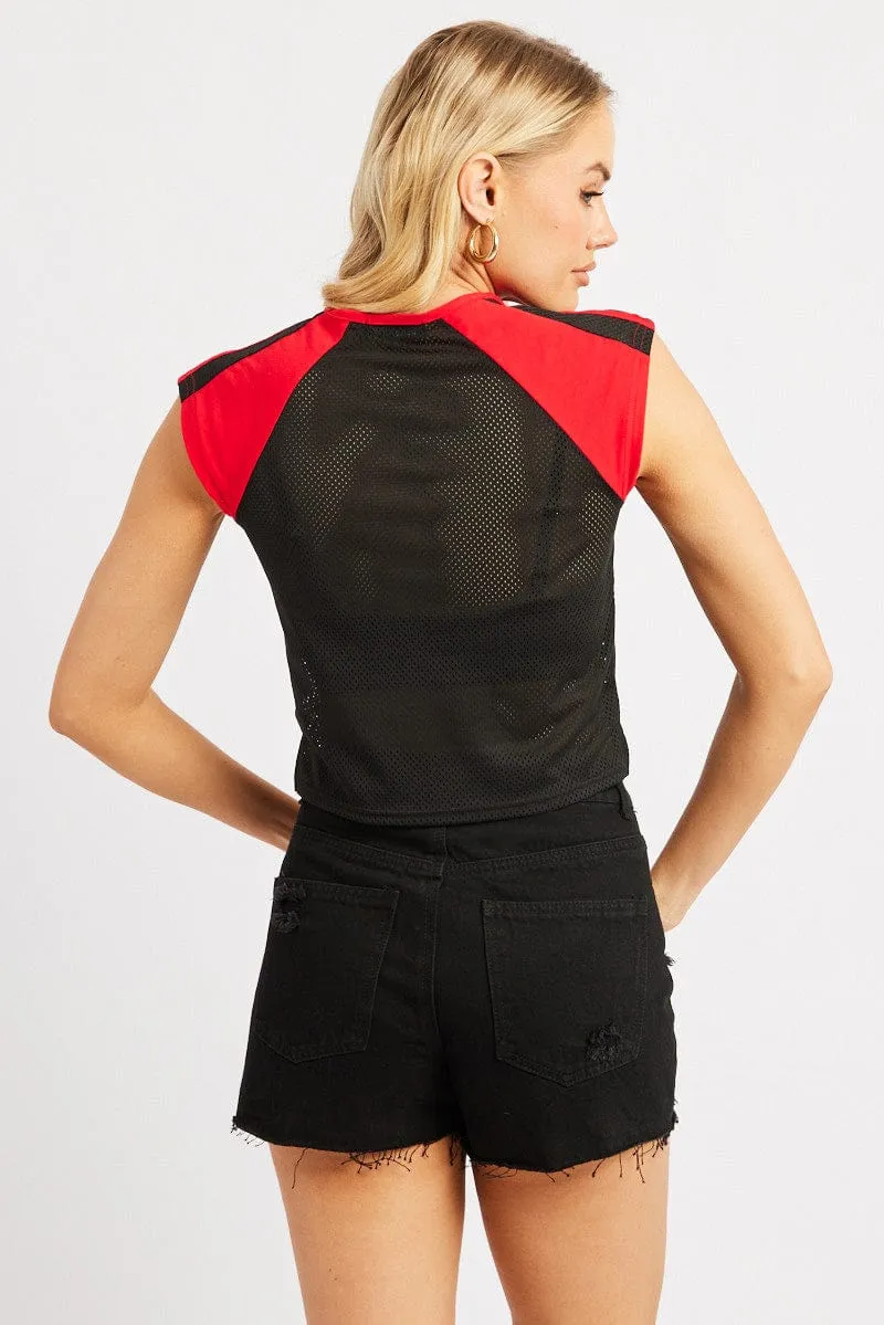 Black Sport Tee Short Sleeve Crop