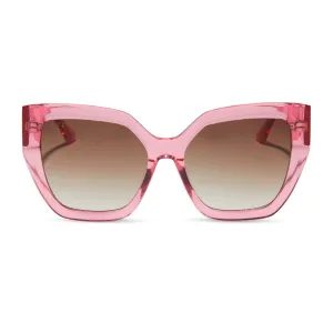 BLAIRE - CANDY PINK CRYSTAL   BROWN GRADIENT SUNGLASSES