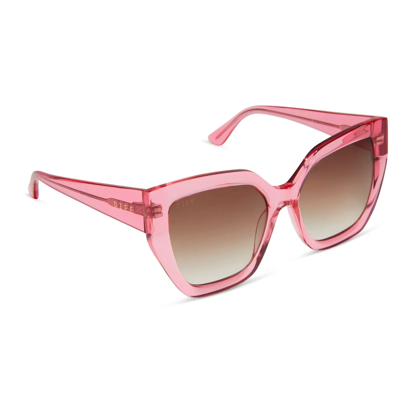 BLAIRE - CANDY PINK CRYSTAL   BROWN GRADIENT SUNGLASSES