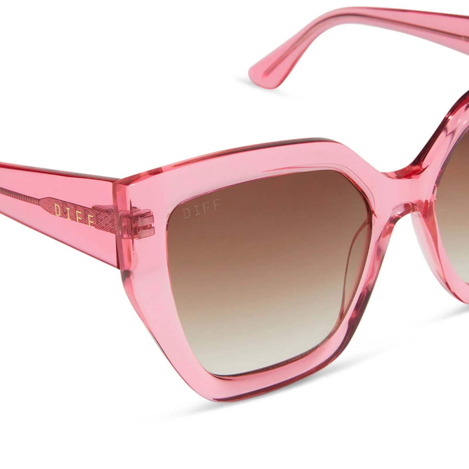 BLAIRE - CANDY PINK CRYSTAL   BROWN GRADIENT SUNGLASSES