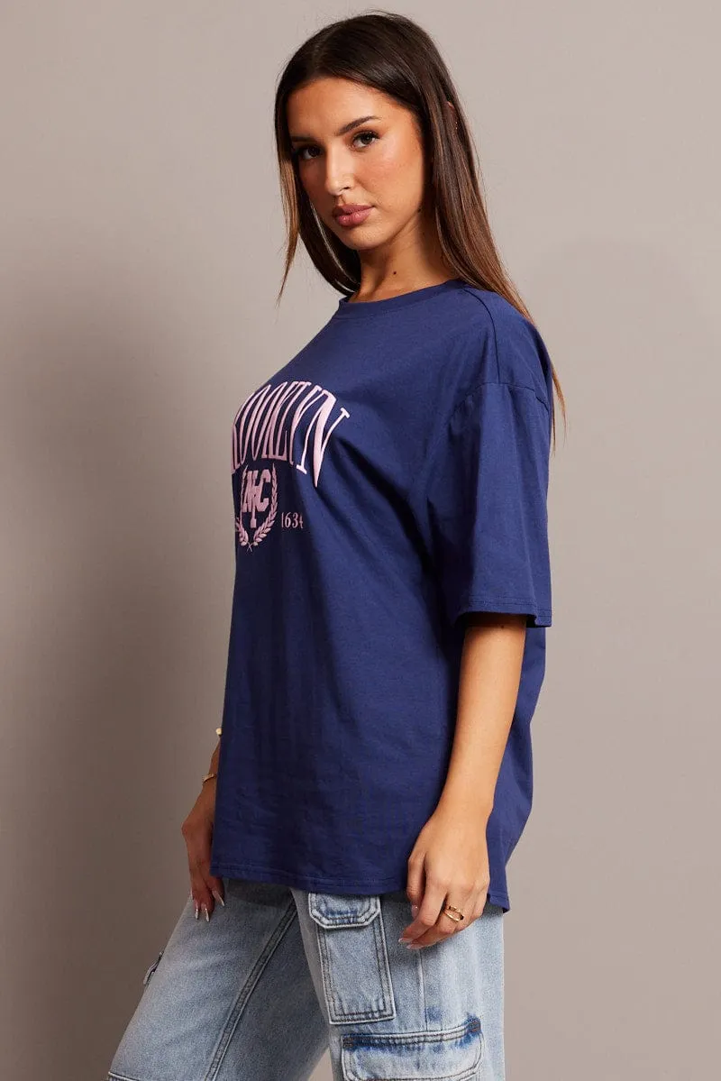 Blue Graphic Tee Short Sleeve
