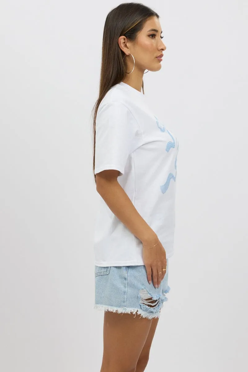 Blue Graphic Tee Short Sleeve