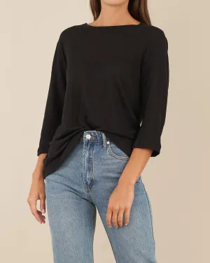 Bronte Linen Jersey Top - Black