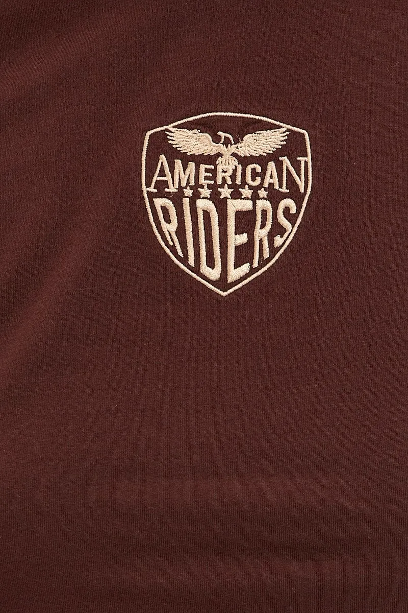 Brown Baby Tee Crew Short Sleeve Graphic Crop