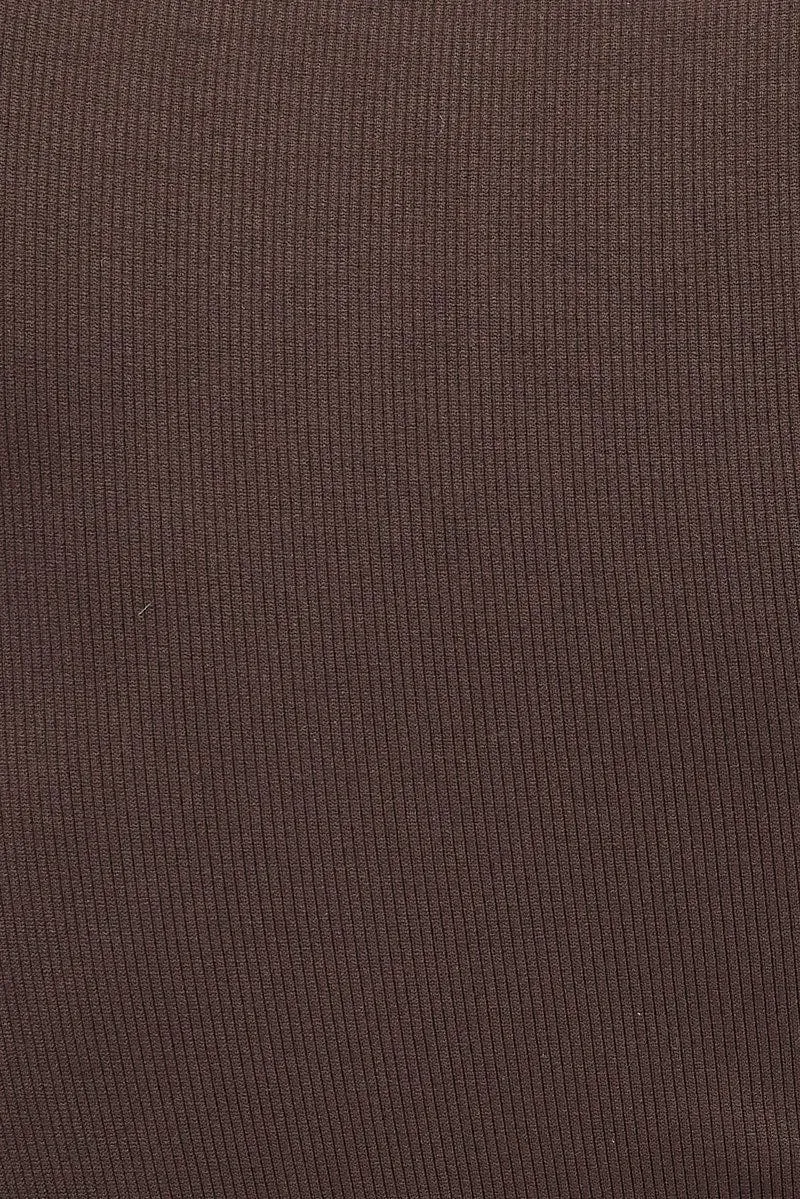 Brown T Shirt Short Sleeve Crew Neck Seamless