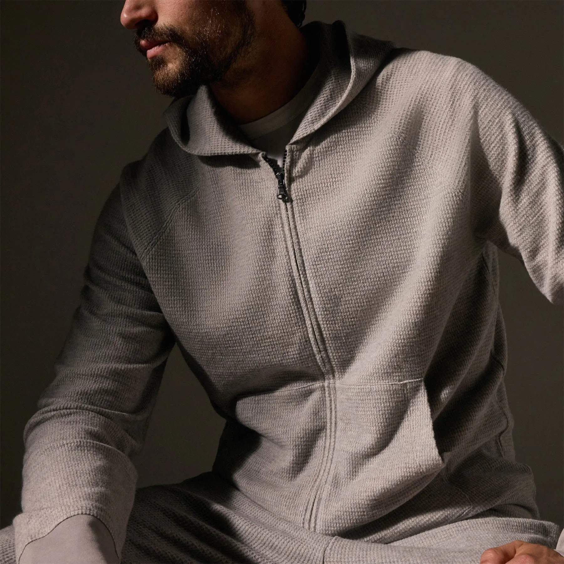 Brushed Thermal Zip Up - Heather Grey