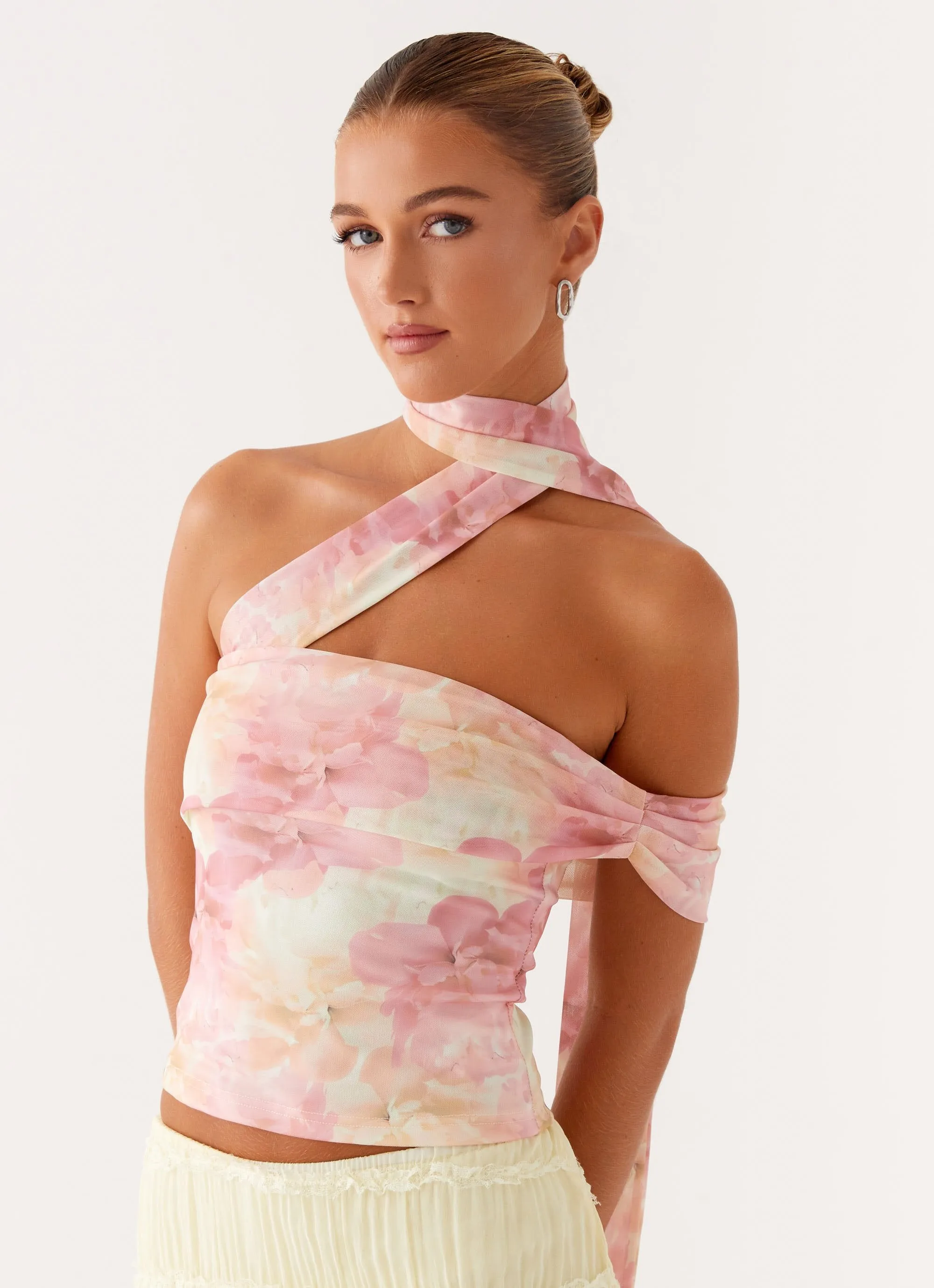 Christal Scarf Top - Floral Print