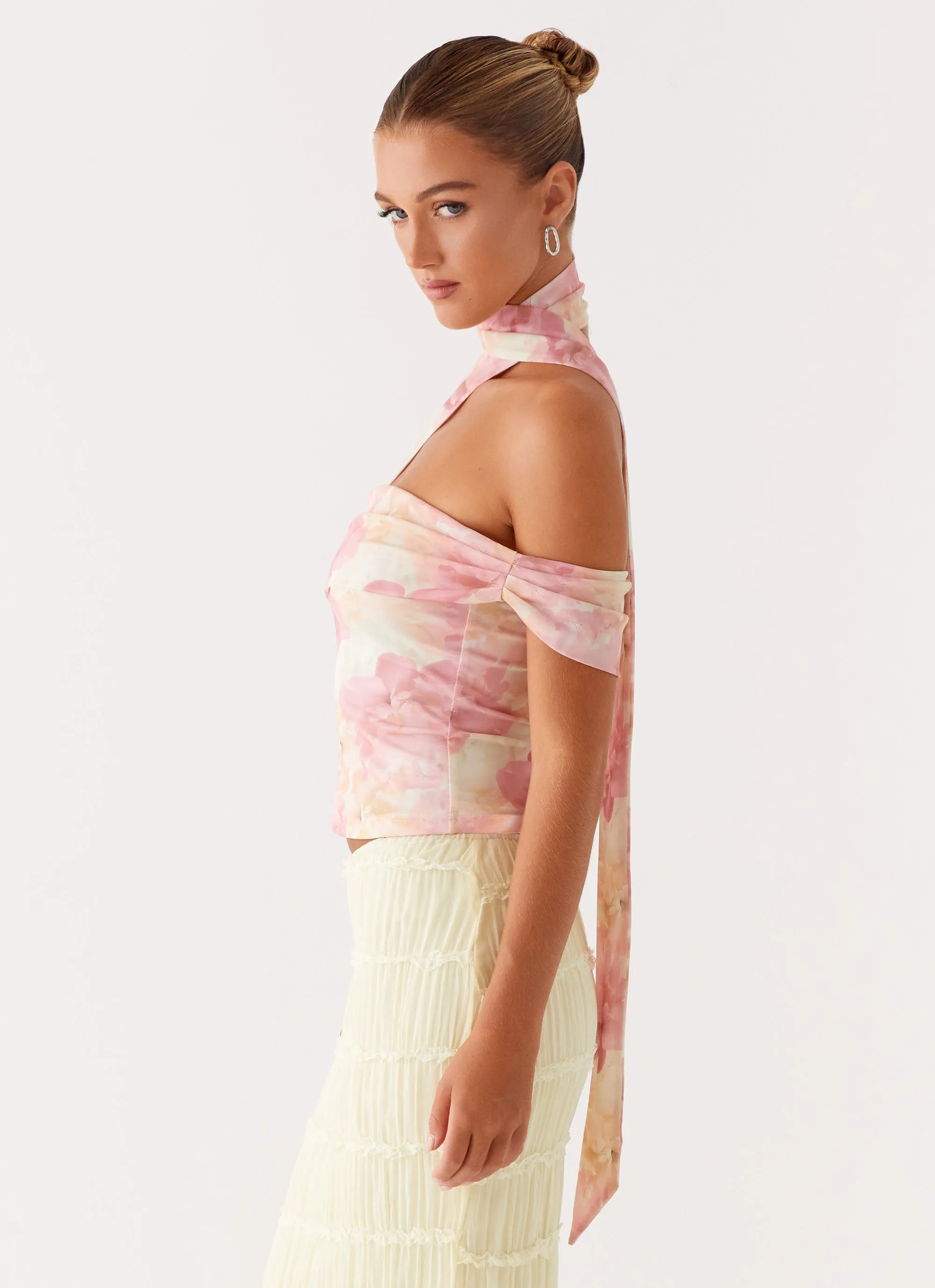 Christal Scarf Top - Floral Print