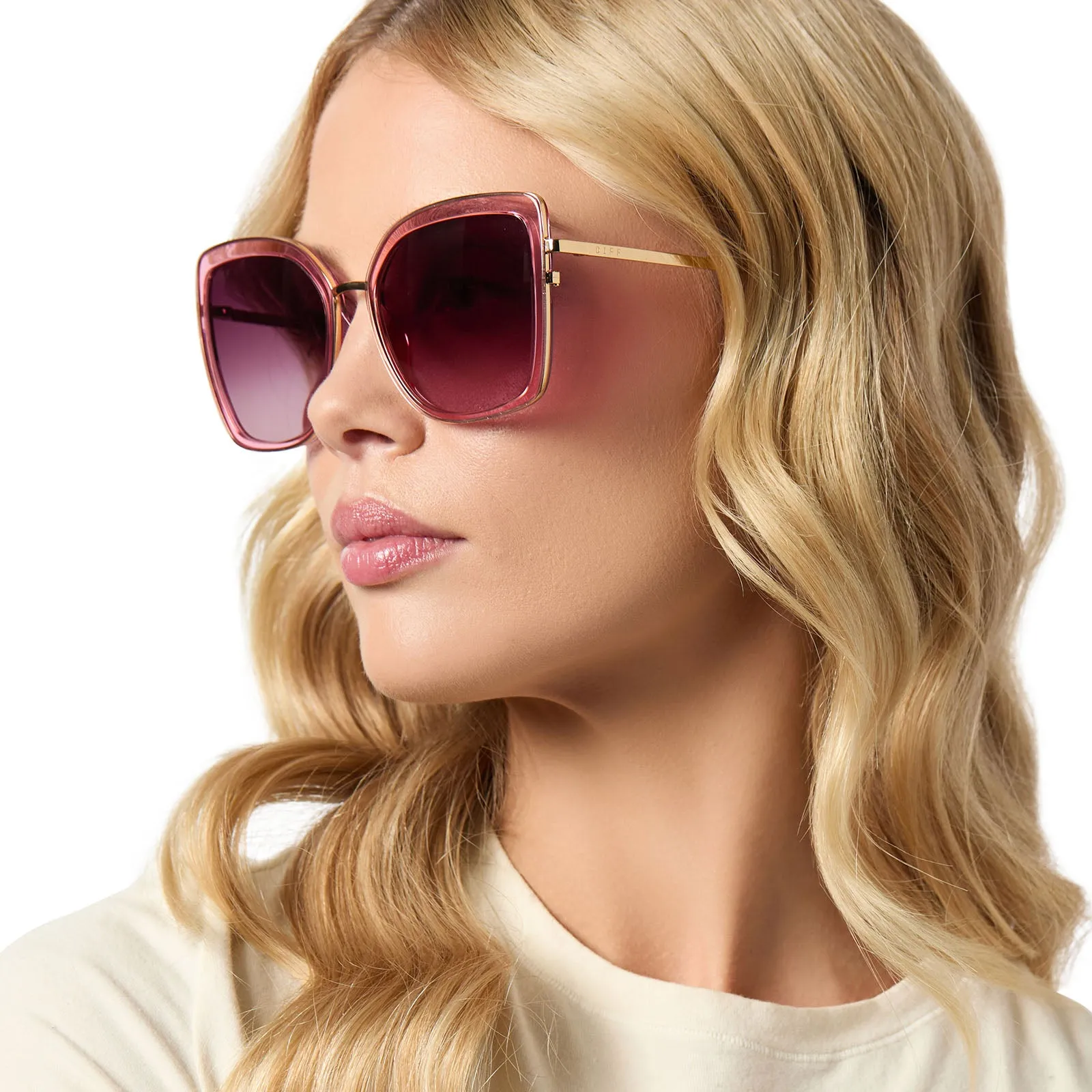 CLARISSE - CANDY PINK CRYSTAL   WINE GRADIENT SUNGLASSES