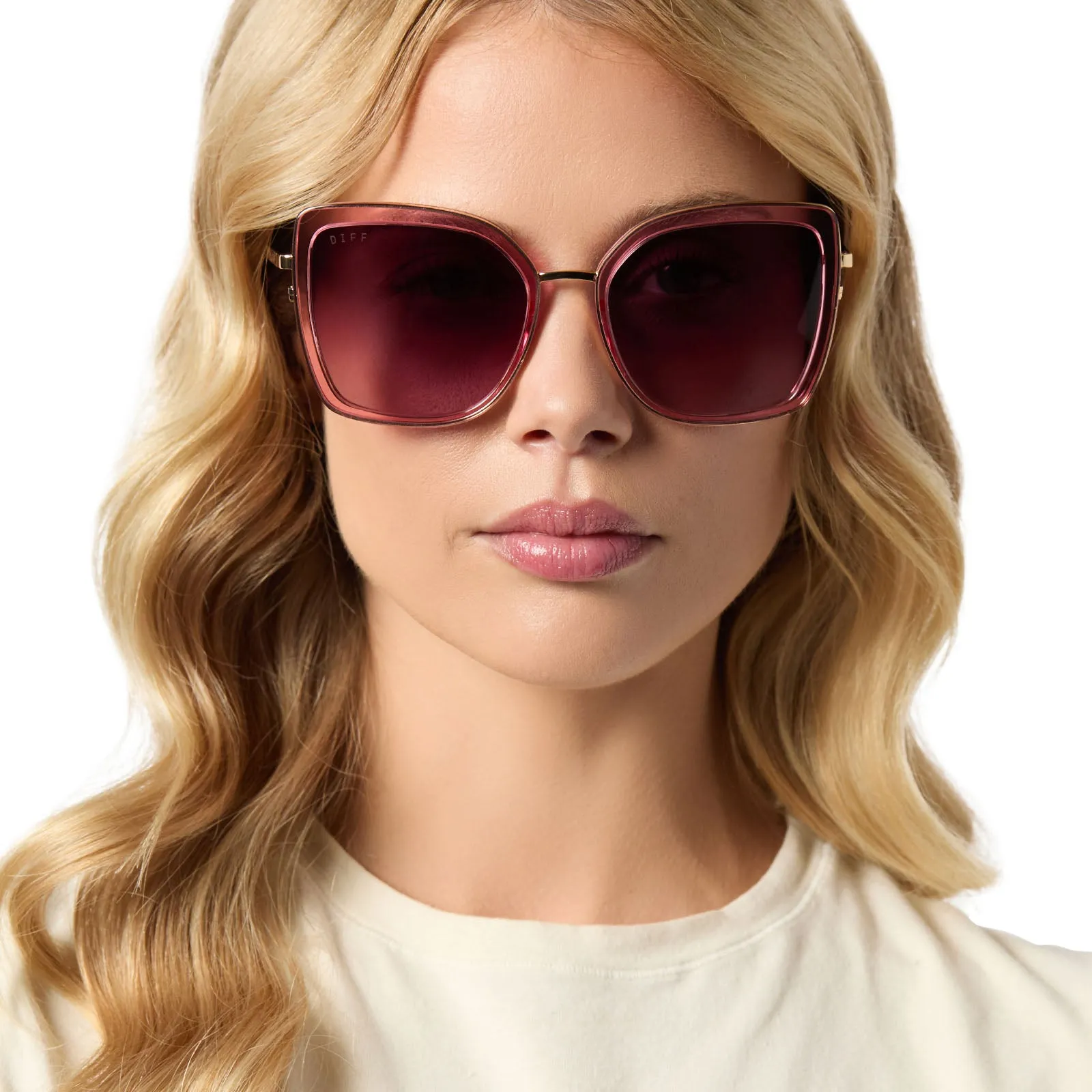 CLARISSE - CANDY PINK CRYSTAL   WINE GRADIENT SUNGLASSES