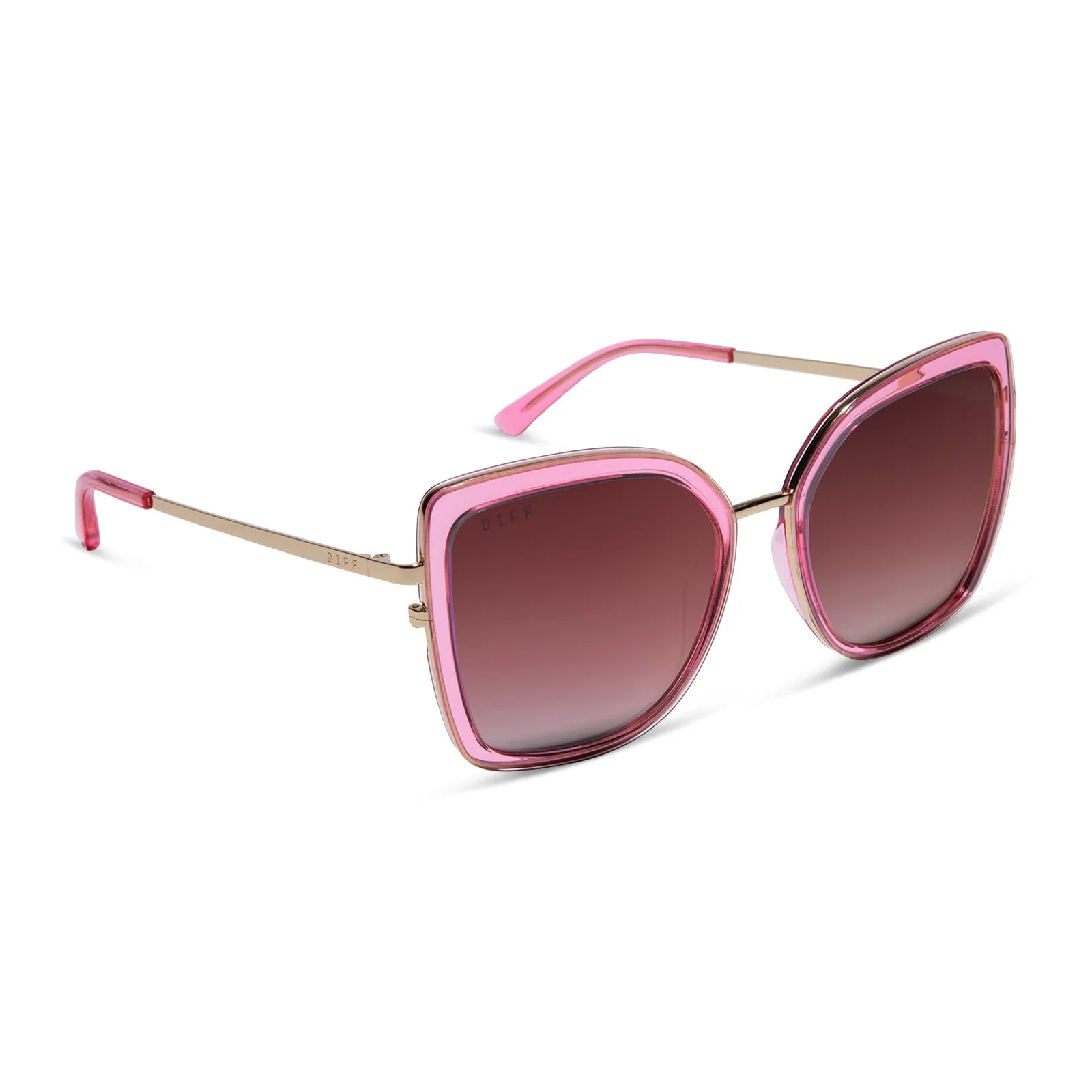 CLARISSE - CANDY PINK CRYSTAL   WINE GRADIENT SUNGLASSES