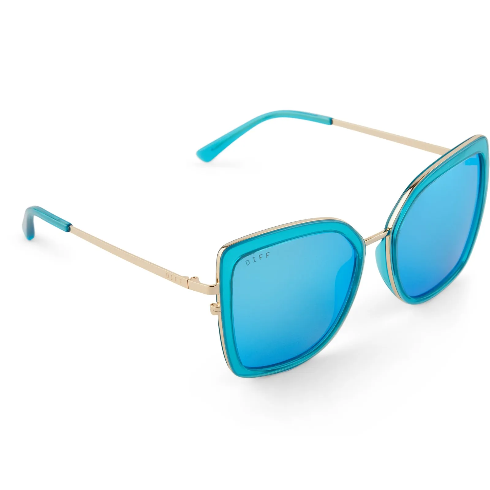 CLARISSE - TURQUOISE ICE CRYSTAL   TURQUOISE ICE MIRROR SUNGLASSES
