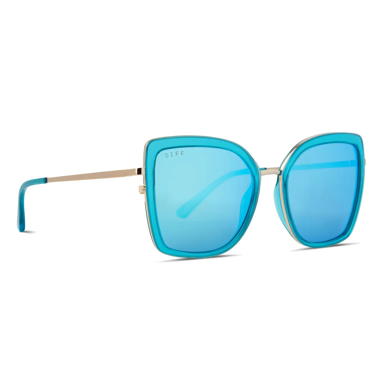 CLARISSE - TURQUOISE ICE CRYSTAL   TURQUOISE ICE MIRROR SUNGLASSES