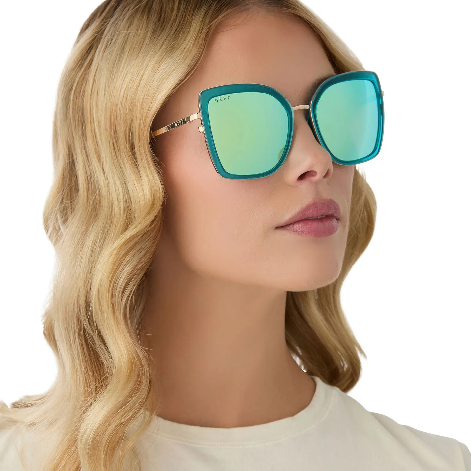 CLARISSE - TURQUOISE ICE CRYSTAL   TURQUOISE ICE MIRROR SUNGLASSES