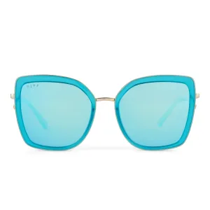 CLARISSE - TURQUOISE ICE CRYSTAL   TURQUOISE ICE MIRROR SUNGLASSES