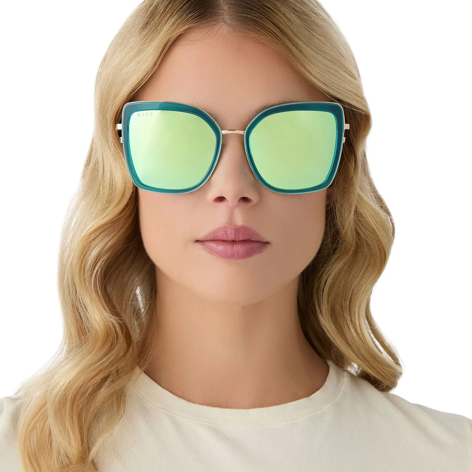 CLARISSE - TURQUOISE ICE CRYSTAL   TURQUOISE ICE MIRROR SUNGLASSES