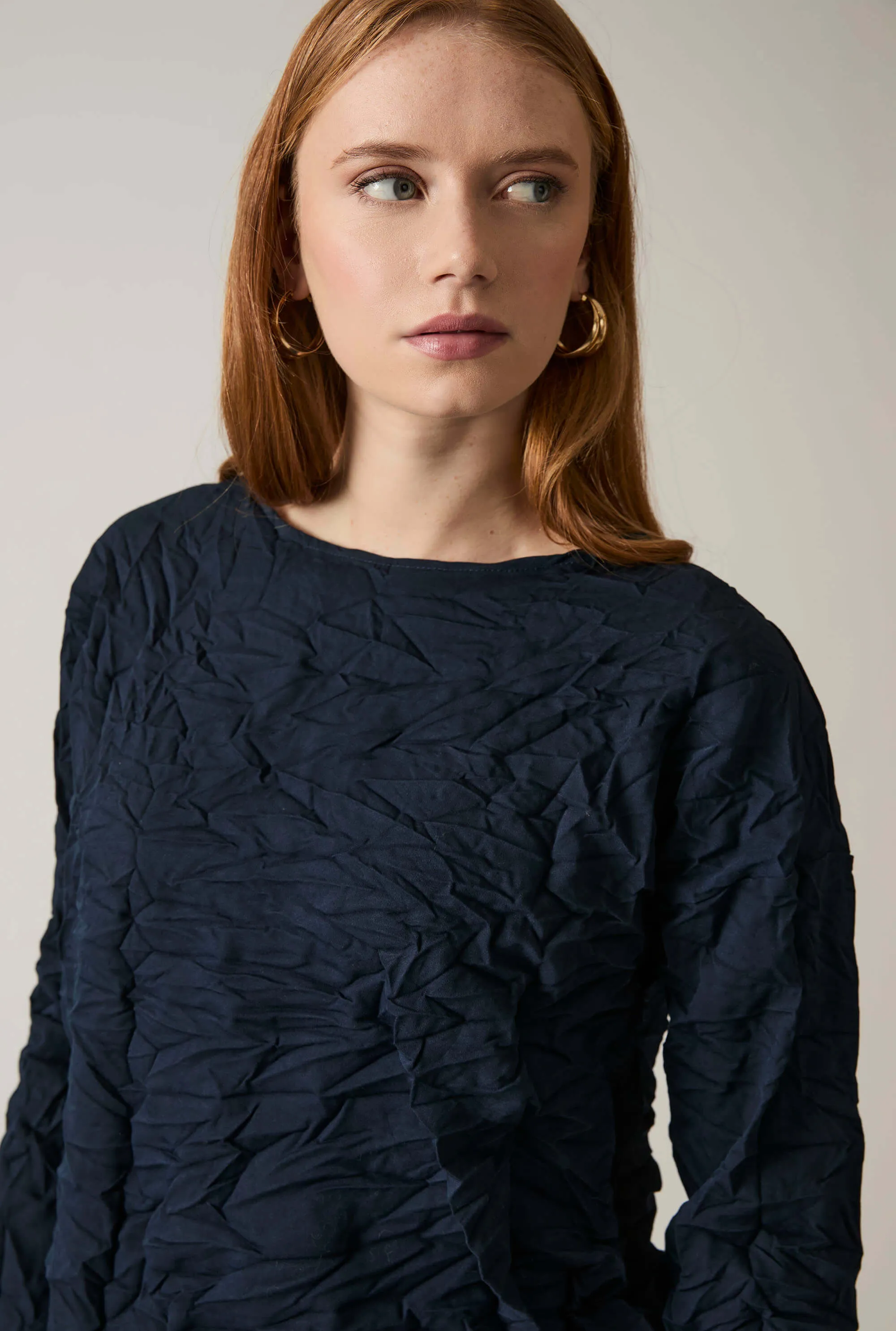 Crinkled Navy Top