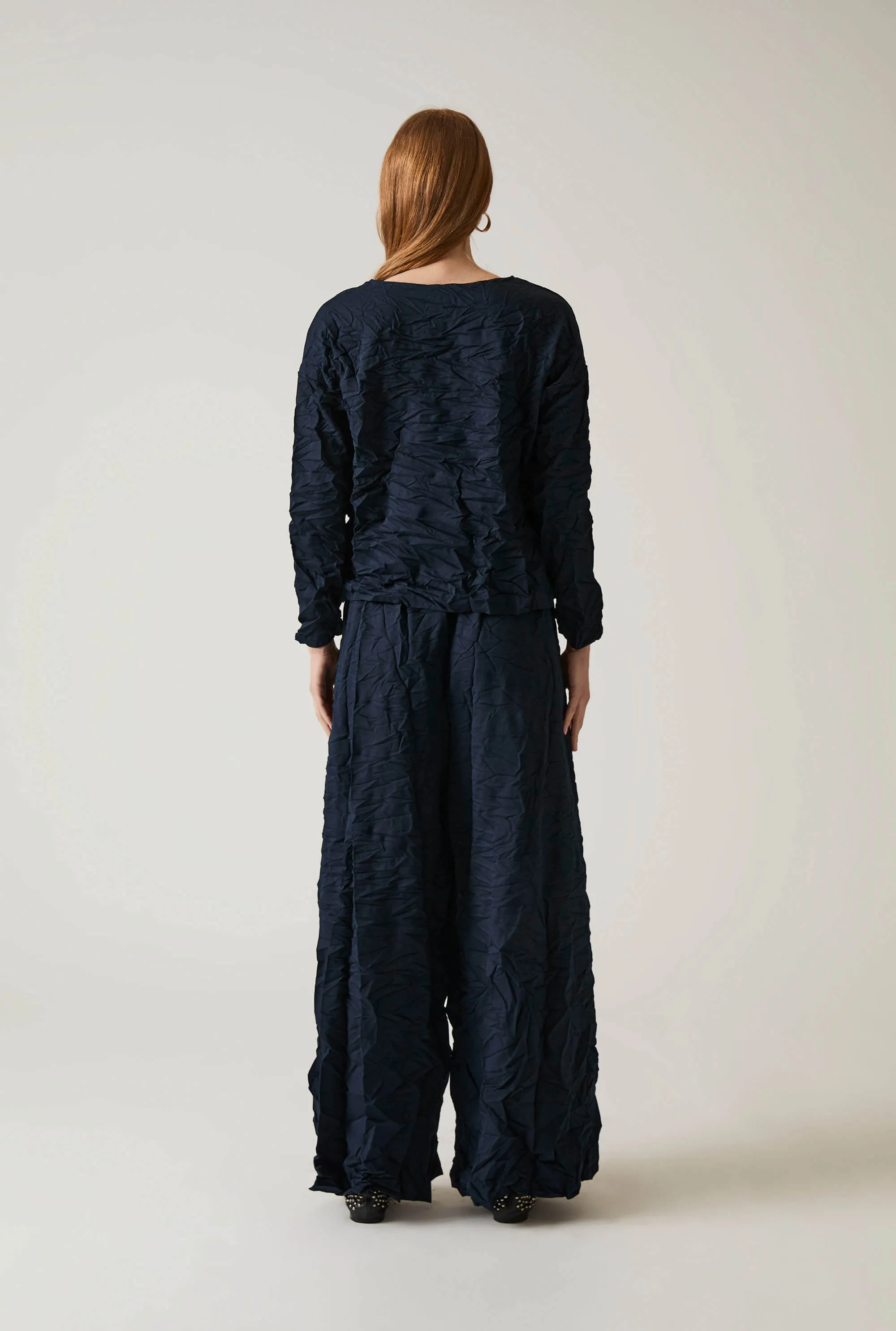 Crinkled Navy Top