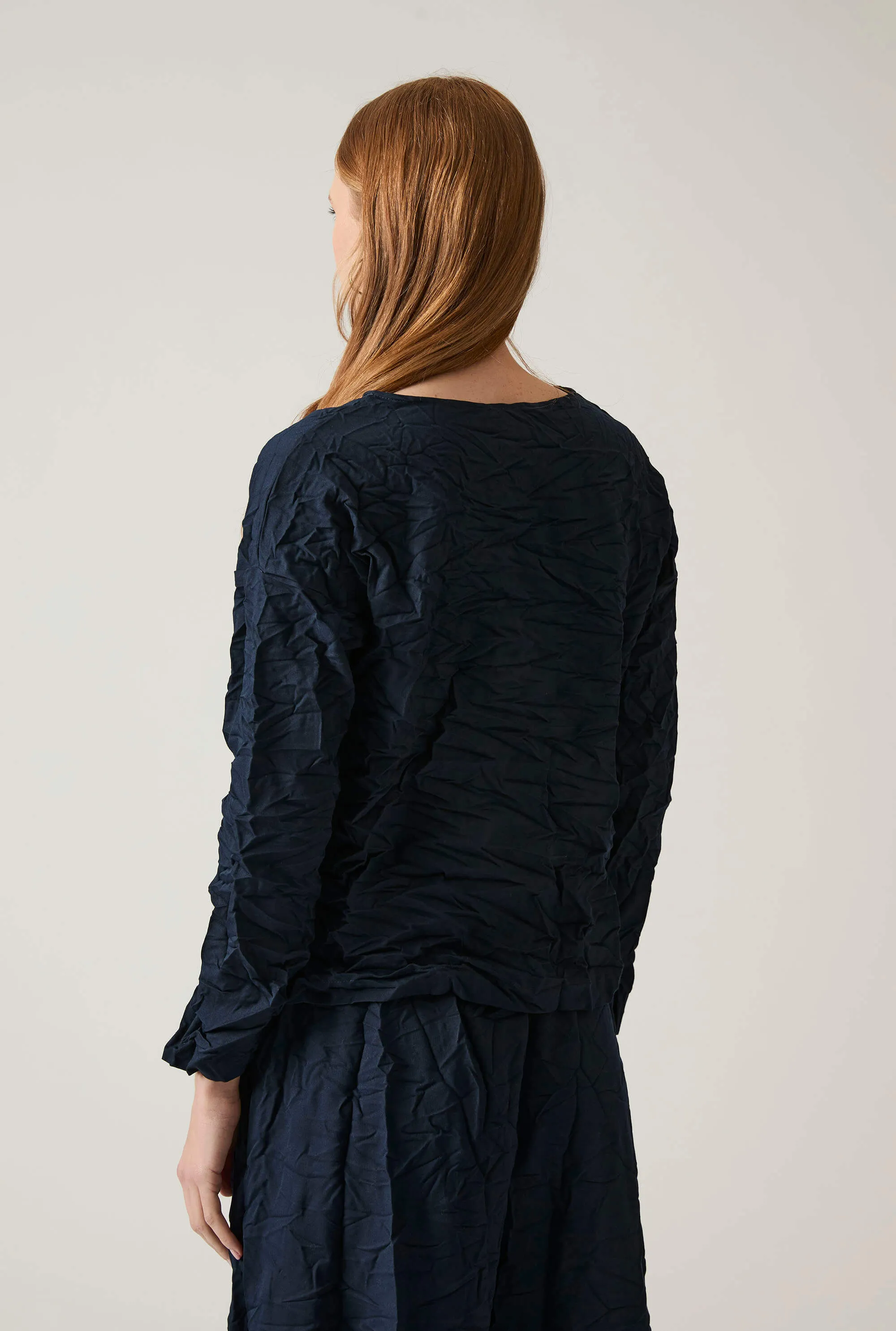 Crinkled Navy Top