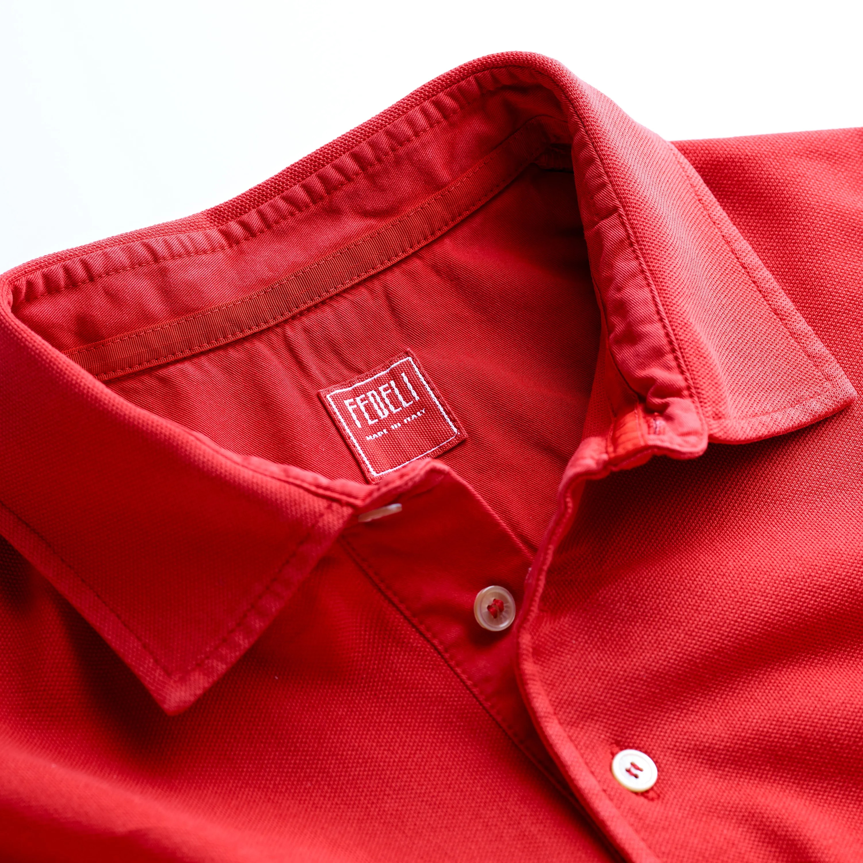 Fedeli Classic Short Sleeve Knitted Piqué Polo Shirt Candy Apple Red