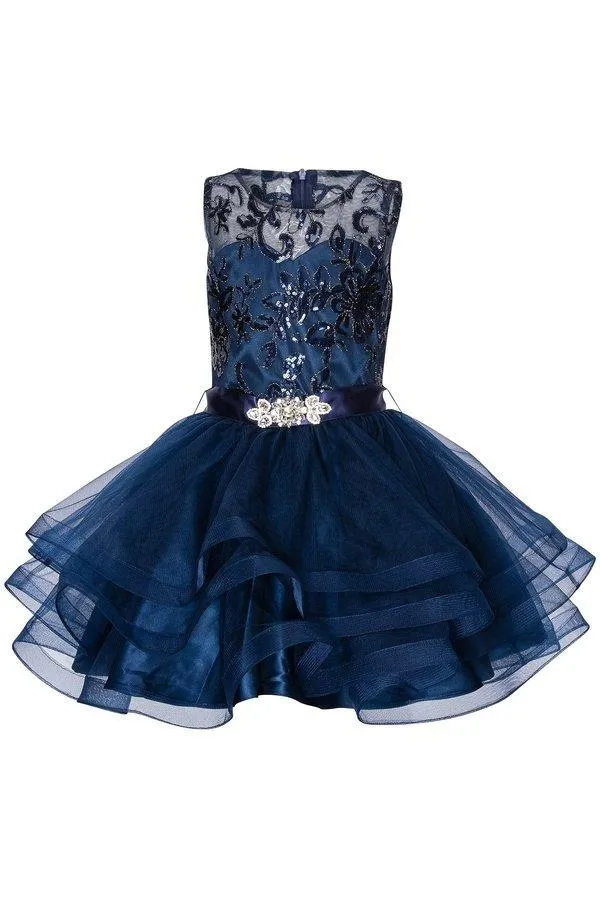 Flower Girl Sleeveless Sequins Lace Dress