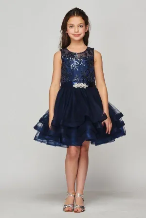 Flower Girl Sleeveless Sequins Lace Dress