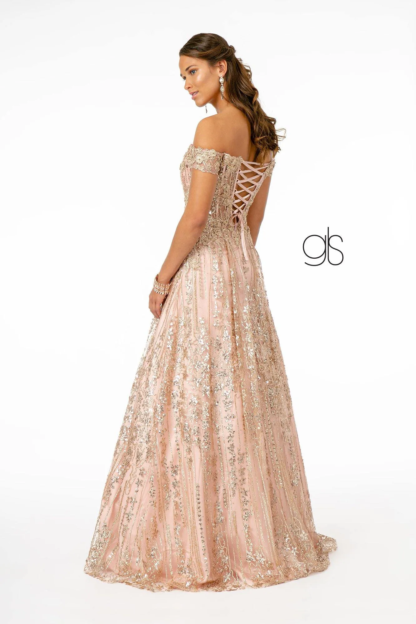 Glitter Embellished A-Line Prom Long Dress