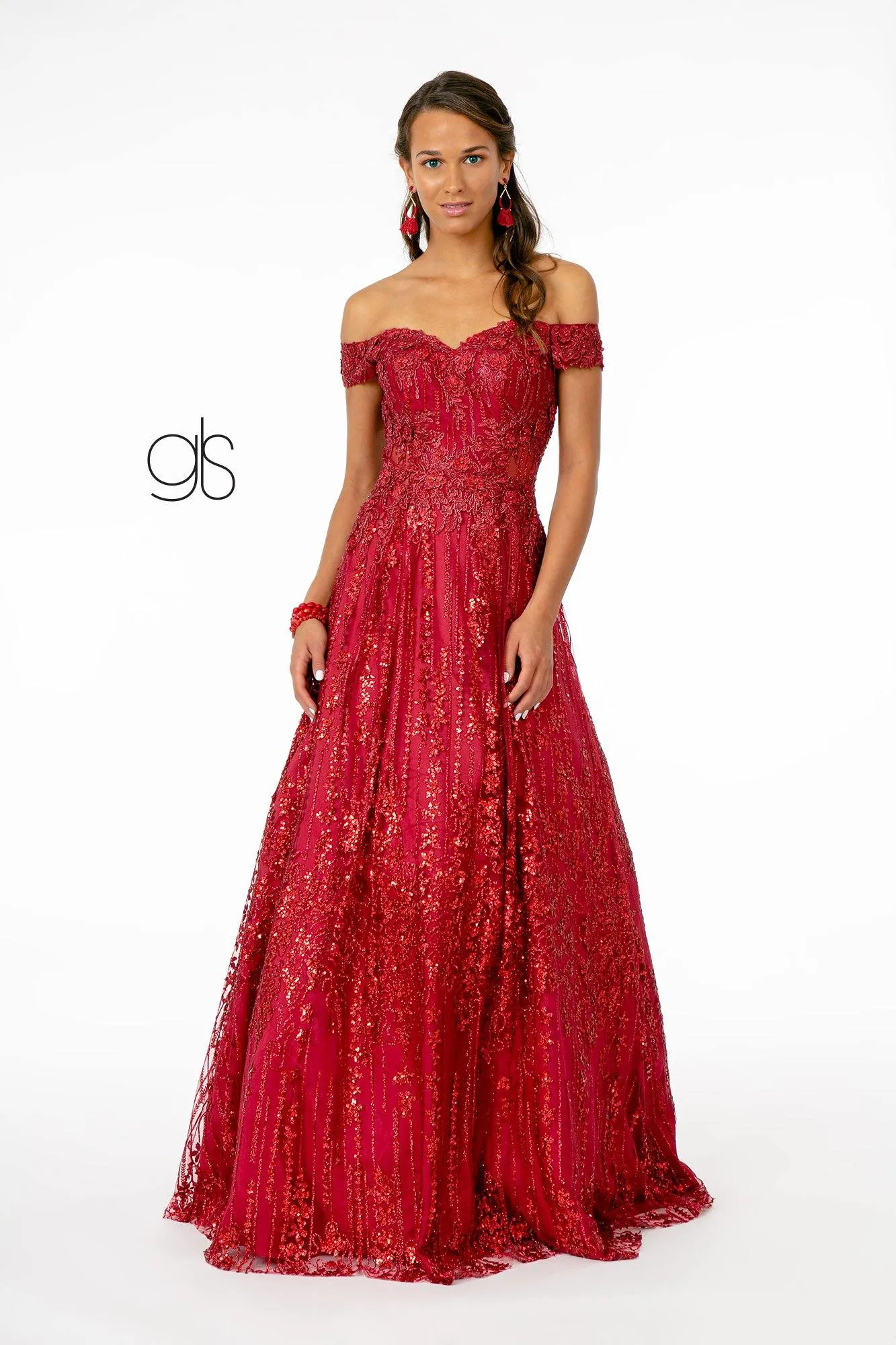 Glitter Embellished A-Line Prom Long Dress