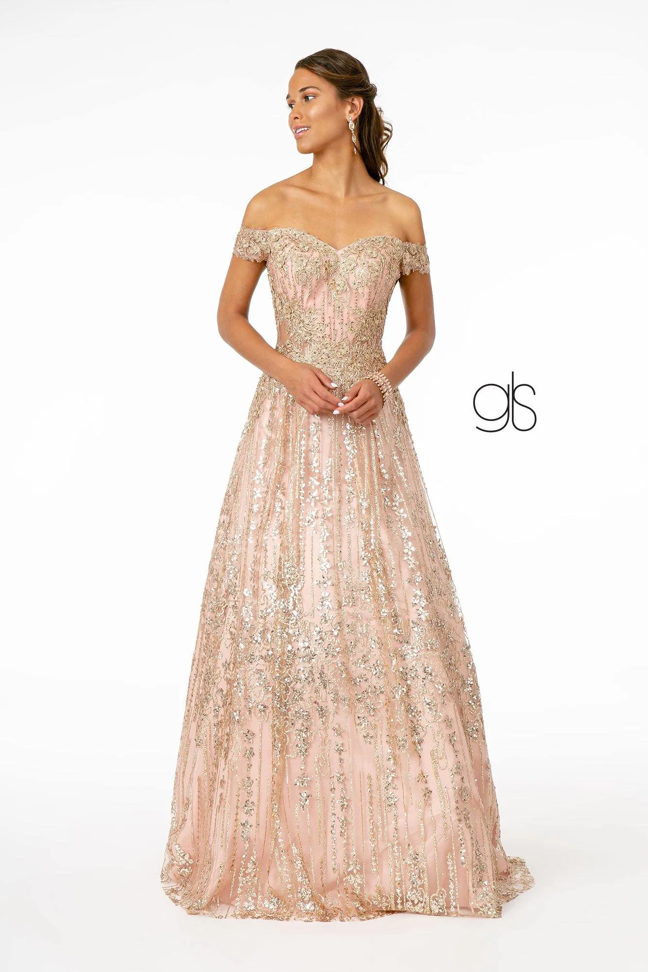 Glitter Embellished A-Line Prom Long Dress