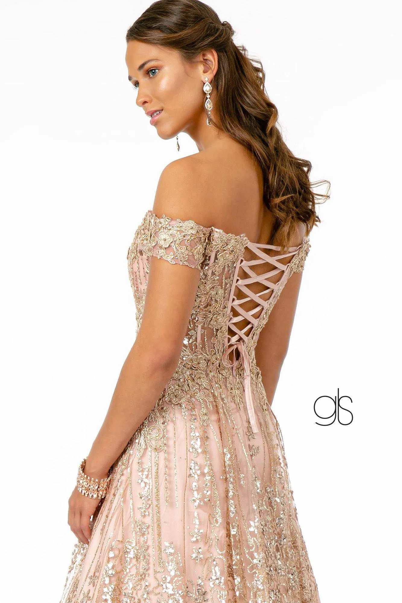 Glitter Embellished A-Line Prom Long Dress