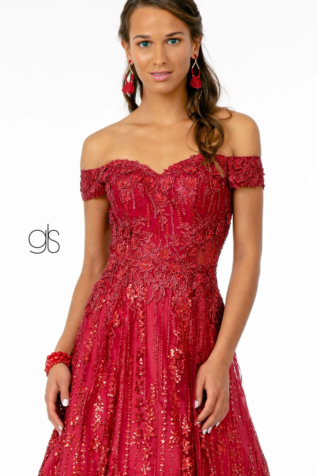 Glitter Embellished A-Line Prom Long Dress