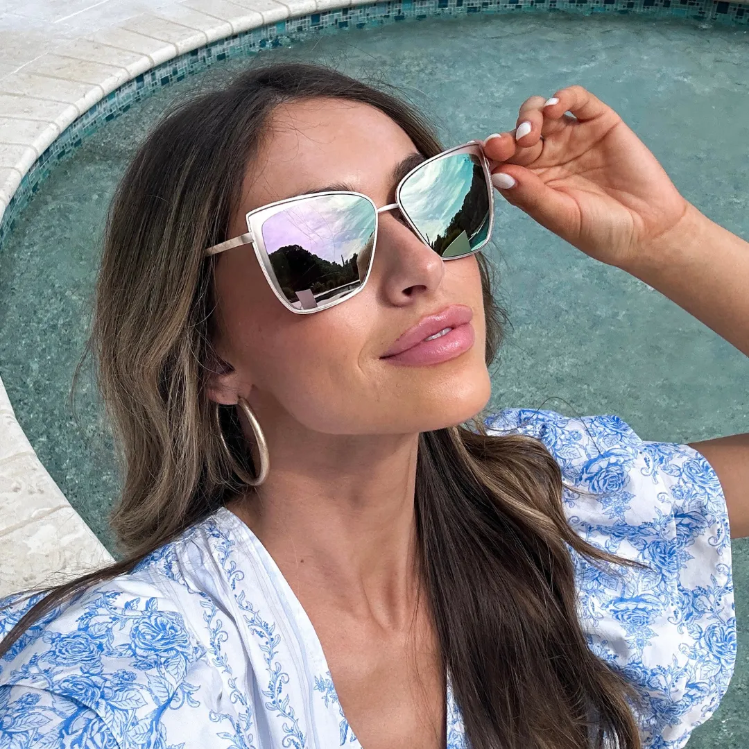 GRACE - BRUSHED GOLD   CHERRY BLOSSOM MIRROR SUNGLASSES