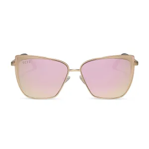 GRACE - BRUSHED GOLD   CHERRY BLOSSOM MIRROR SUNGLASSES