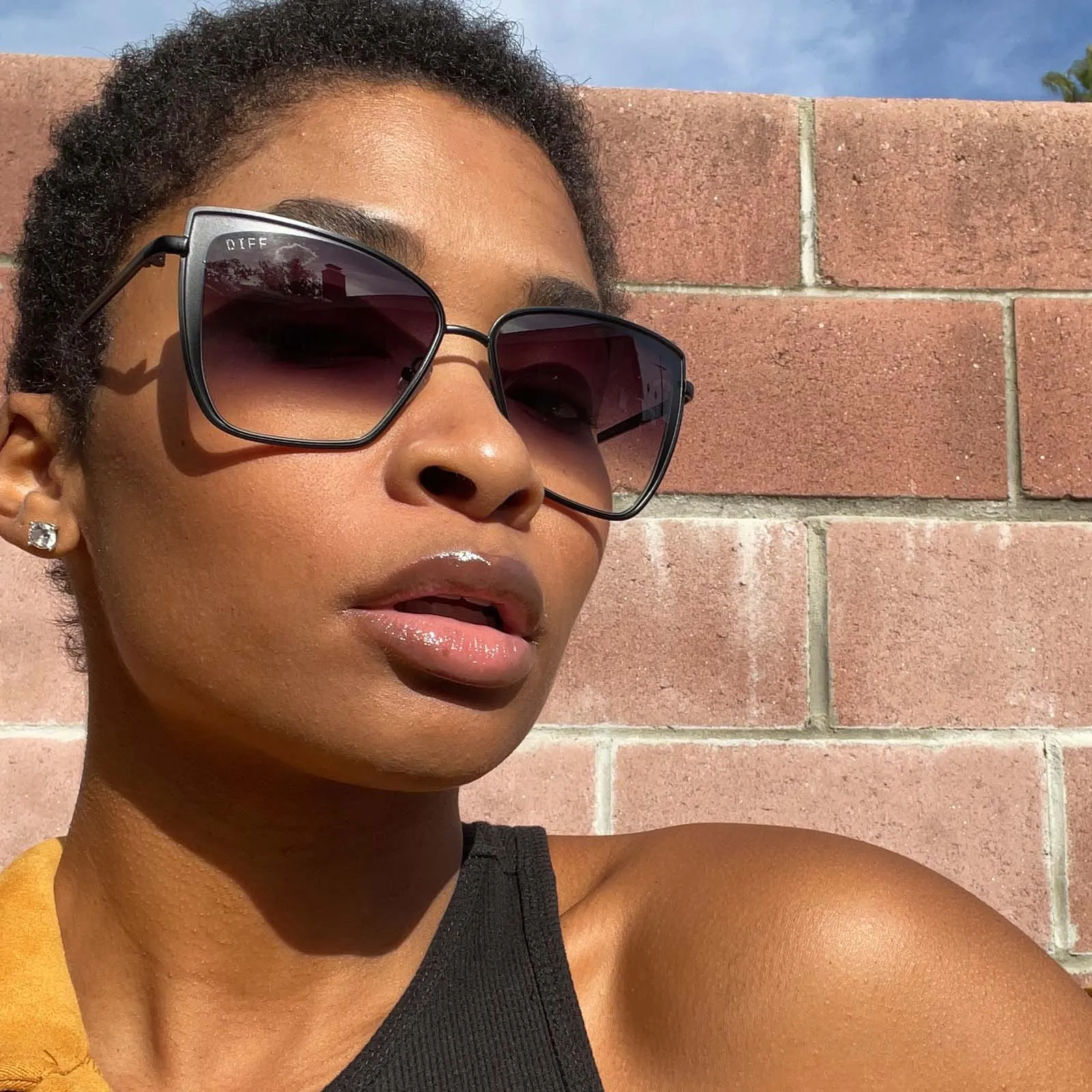 GRACE - MATTE BLACK   GREY GRADIENT SHARP SUNGLASSES