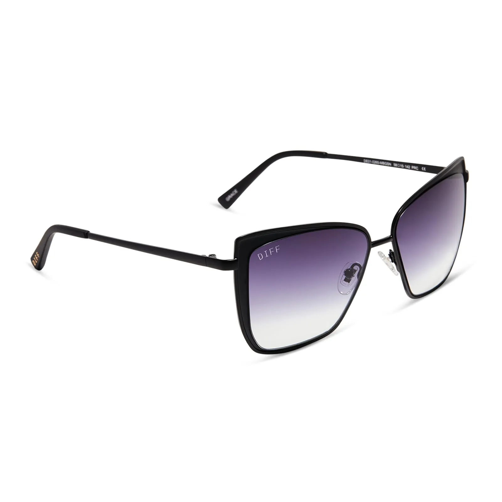 GRACE - MATTE BLACK   GREY GRADIENT SHARP SUNGLASSES