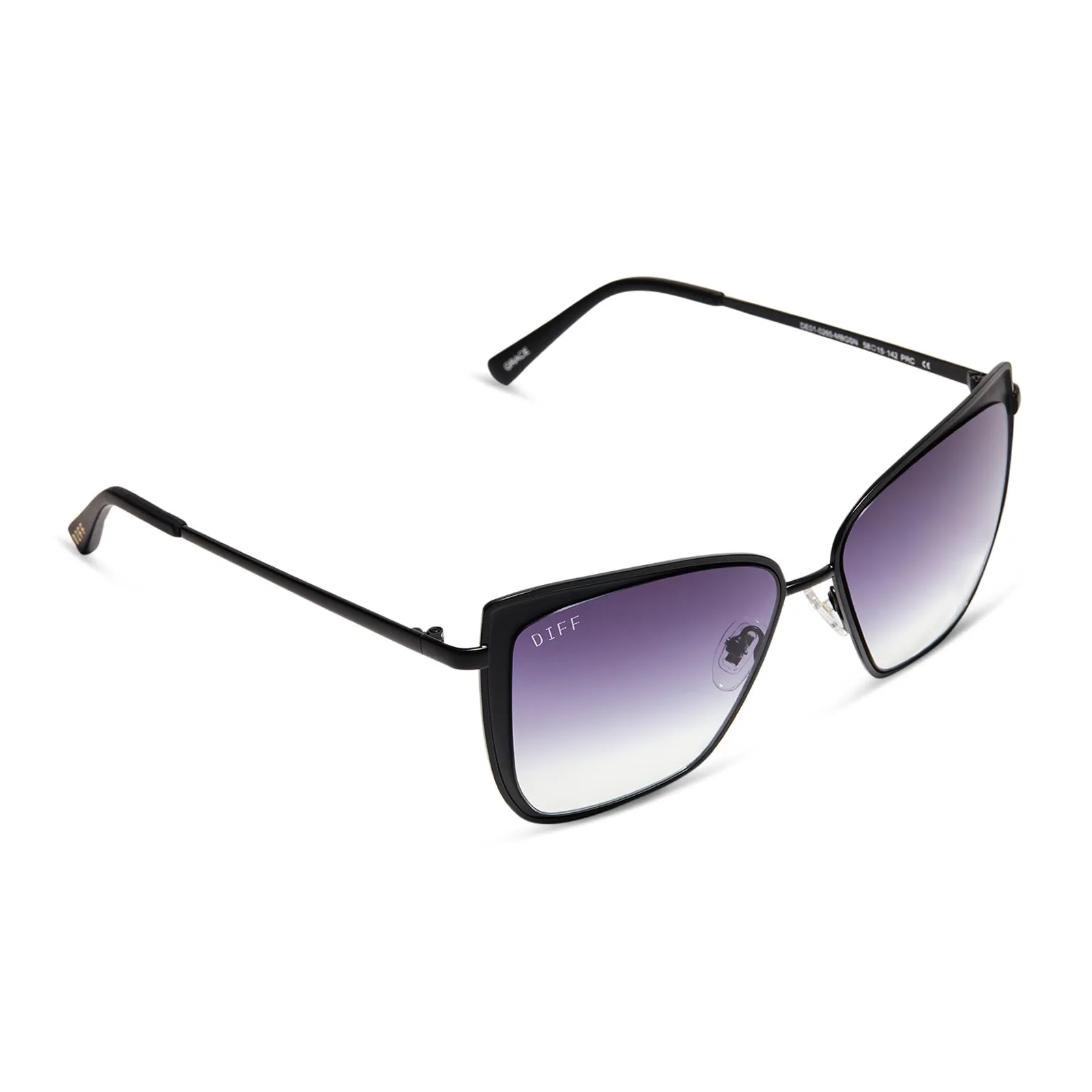 GRACE - MATTE BLACK   GREY GRADIENT SHARP SUNGLASSES