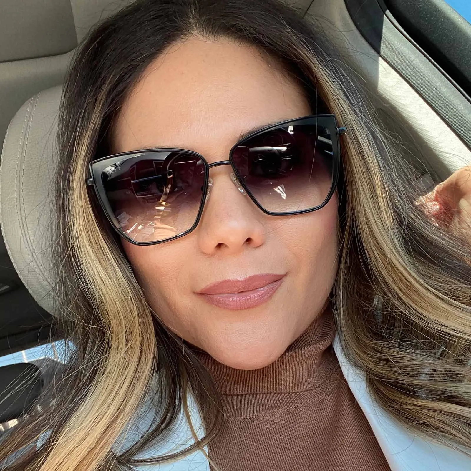 GRACE - MATTE BLACK   GREY GRADIENT SHARP SUNGLASSES