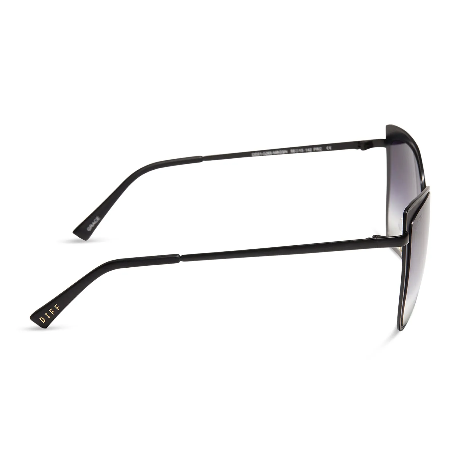 GRACE - MATTE BLACK   GREY GRADIENT SHARP SUNGLASSES